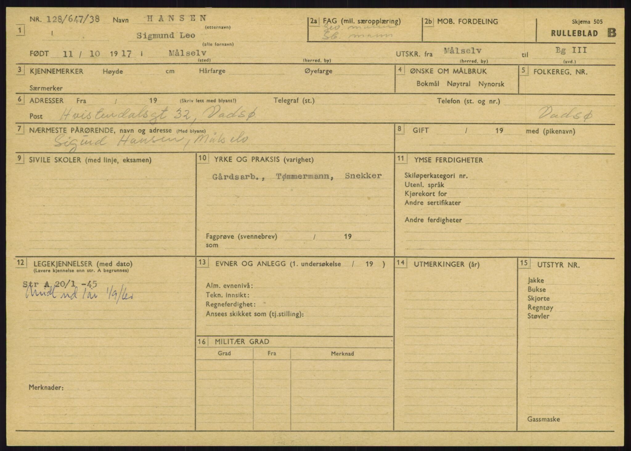 Forsvaret, Varanger bataljon, AV/RA-RAFA-2258/1/D/L0446: Rulleblad for menige født 1917-1919, 1917-1919, p. 76
