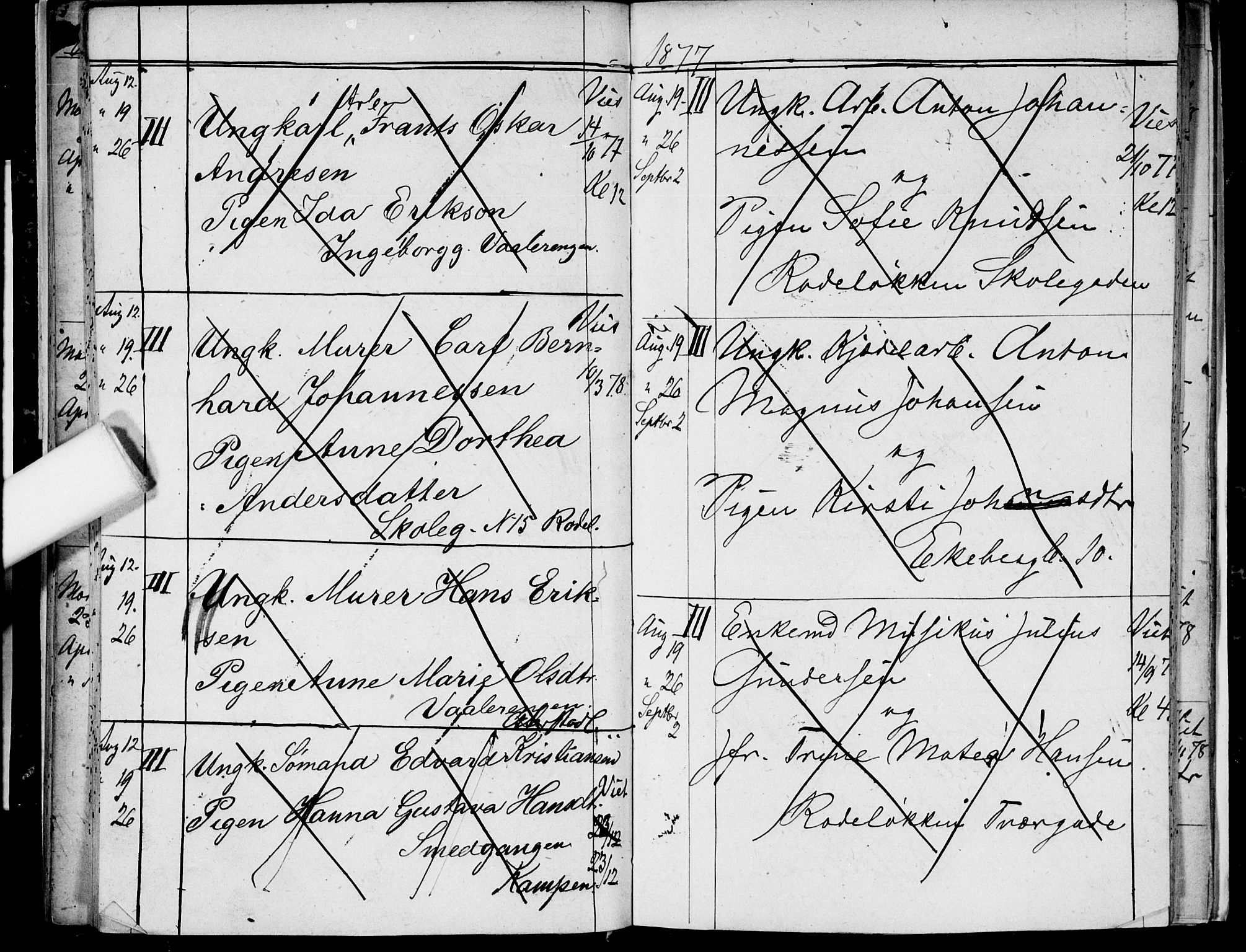 Østre Aker prestekontor Kirkebøker, AV/SAO-A-10840/H/Ha/L0003: Banns register no. I 3, 1873-1878