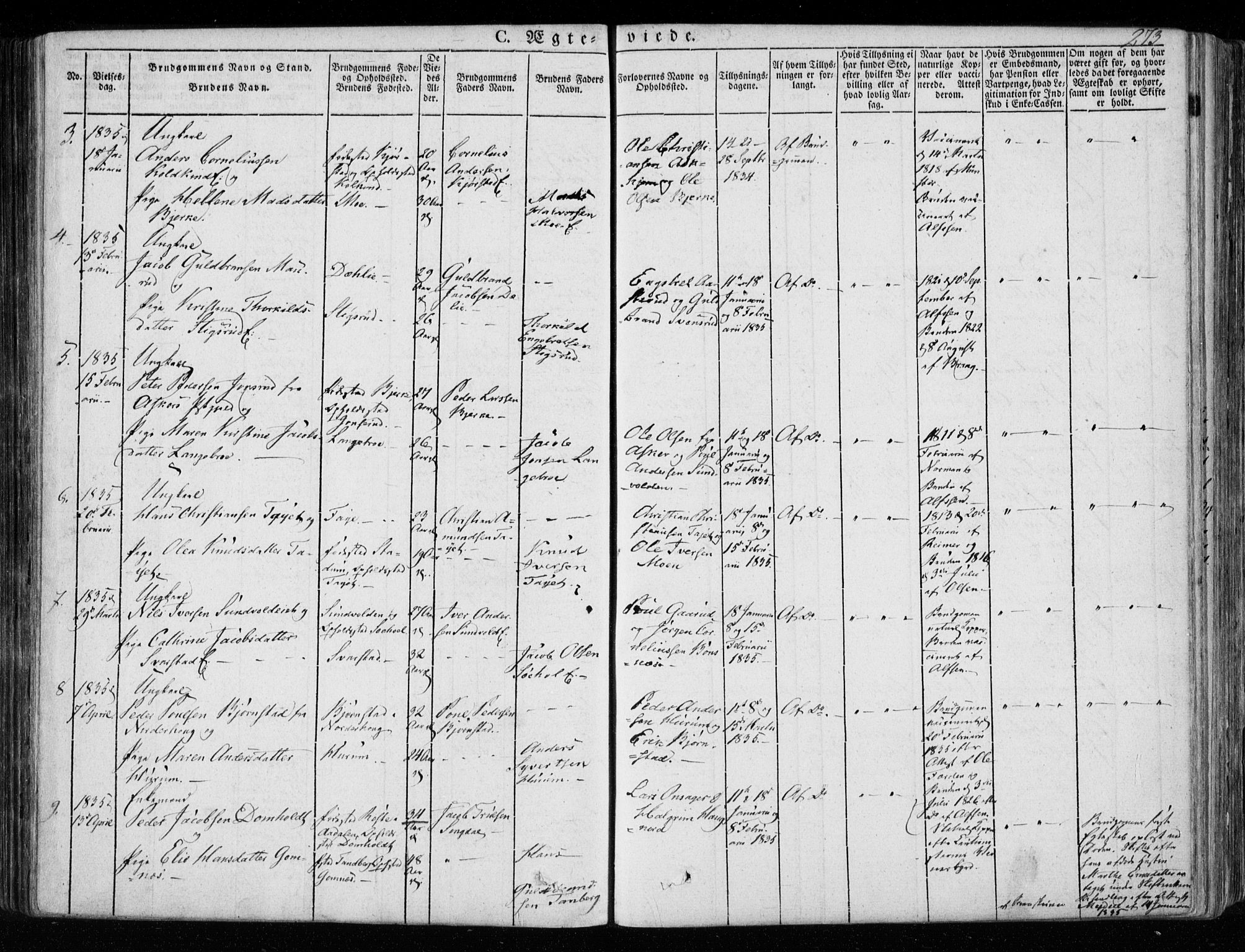 Hole kirkebøker, SAKO/A-228/F/Fa/L0005: Parish register (official) no. I 5, 1833-1851, p. 273