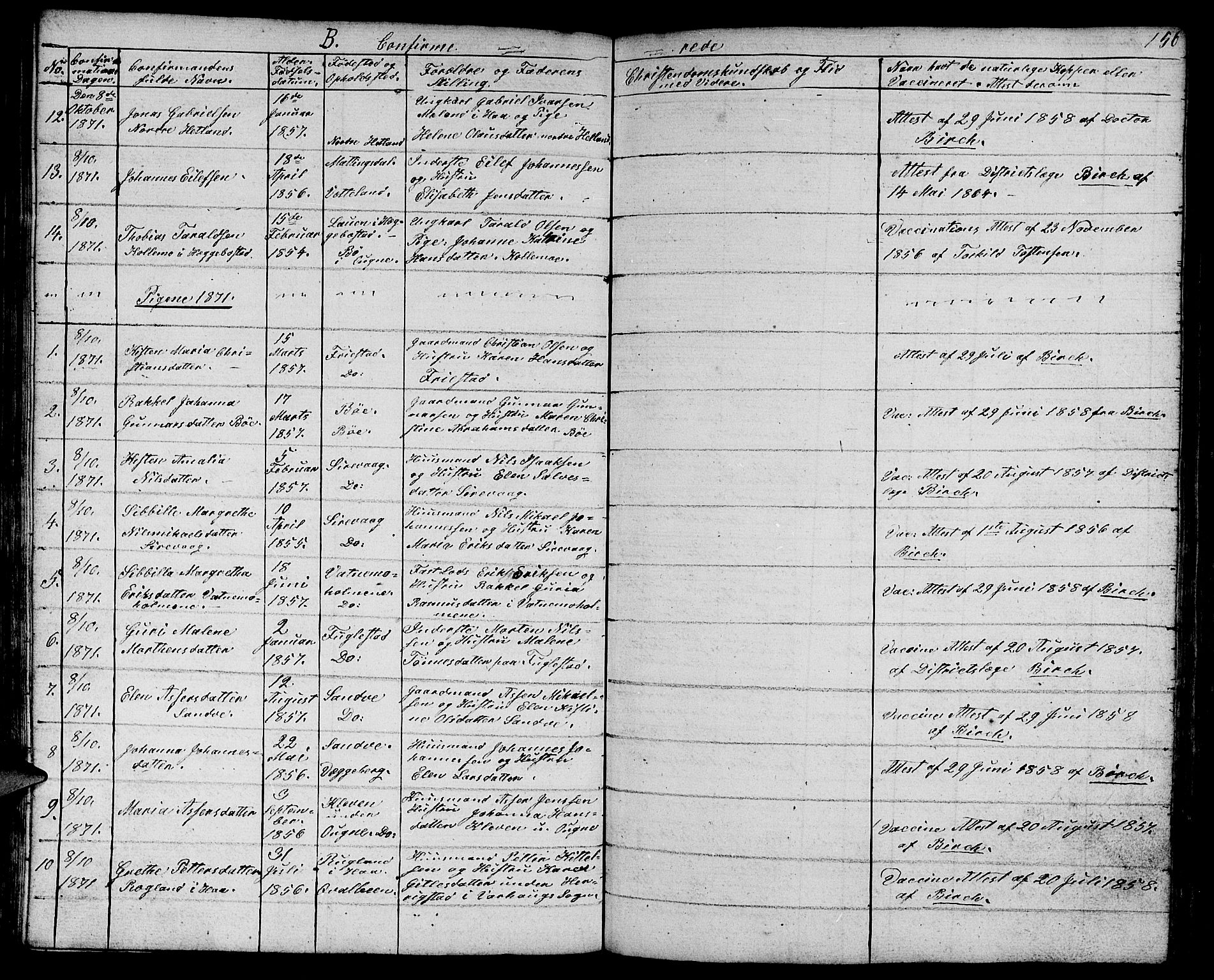 Eigersund sokneprestkontor, AV/SAST-A-101807/S09/L0003: Parish register (copy) no. B 3, 1846-1875, p. 156