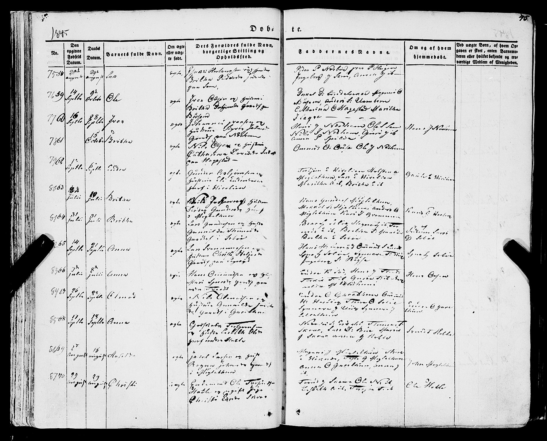 Ulvik sokneprestembete, AV/SAB-A-78801/H/Haa: Parish register (official) no. A 12, 1839-1853, p. 45