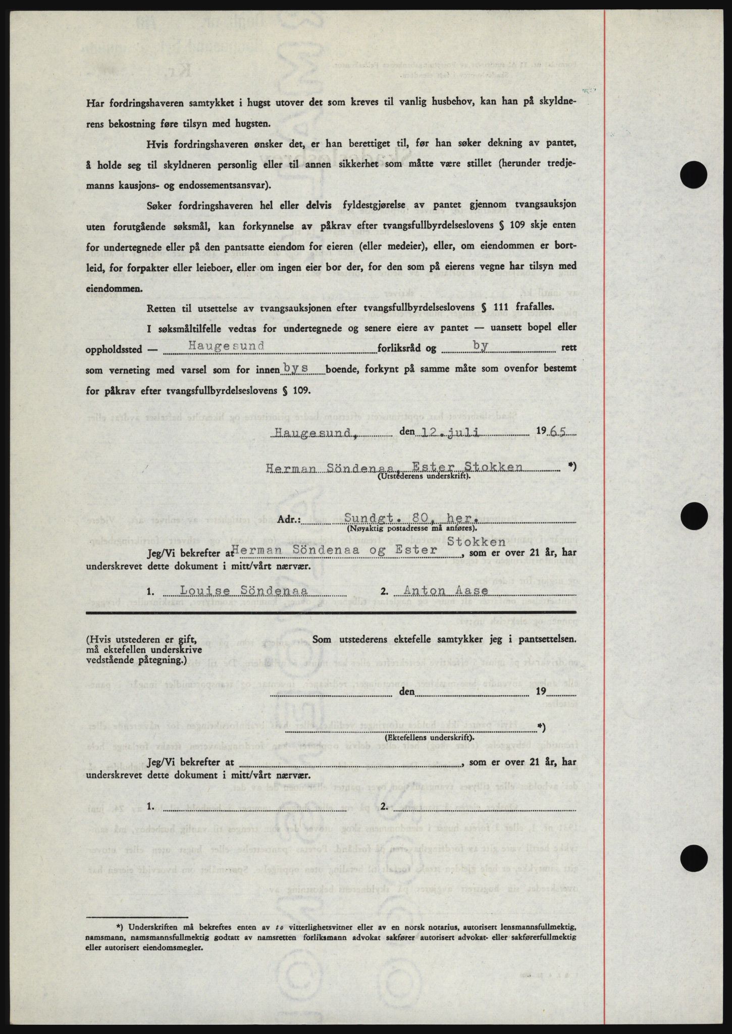 Haugesund tingrett, SAST/A-101415/01/II/IIC/L0053: Mortgage book no. B 53, 1965-1965, Diary no: : 1715/1965