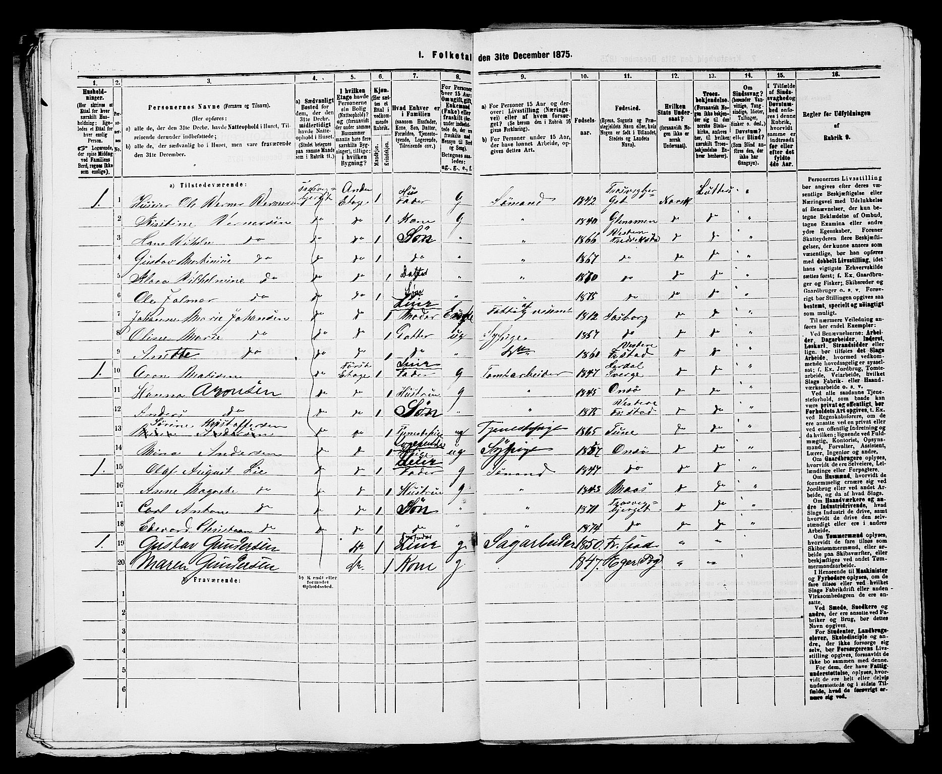 RA, 1875 census for 0103B Fredrikstad/Fredrikstad, 1875, p. 1550