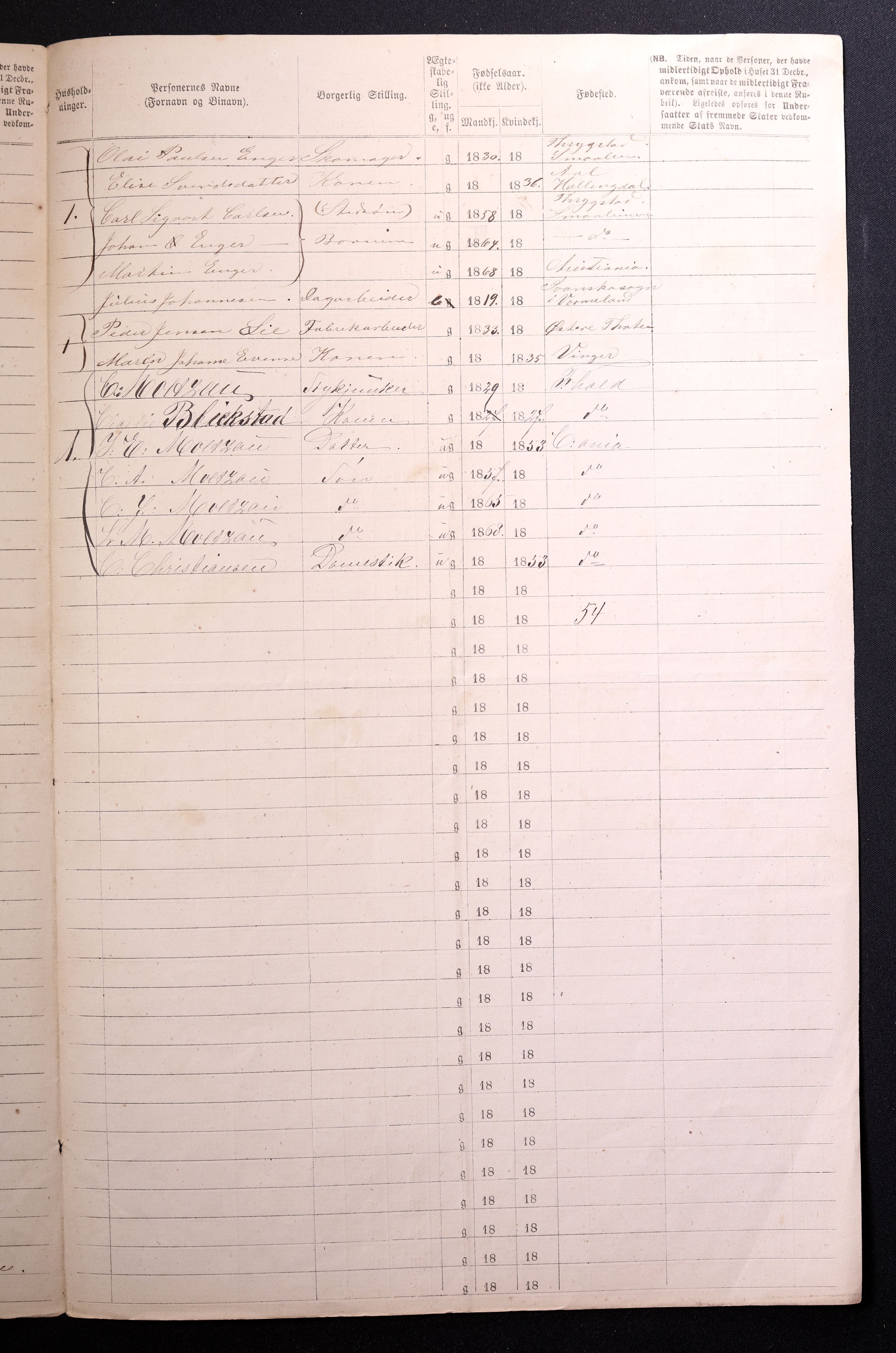 RA, 1870 census for 0301 Kristiania, 1870, p. 1303