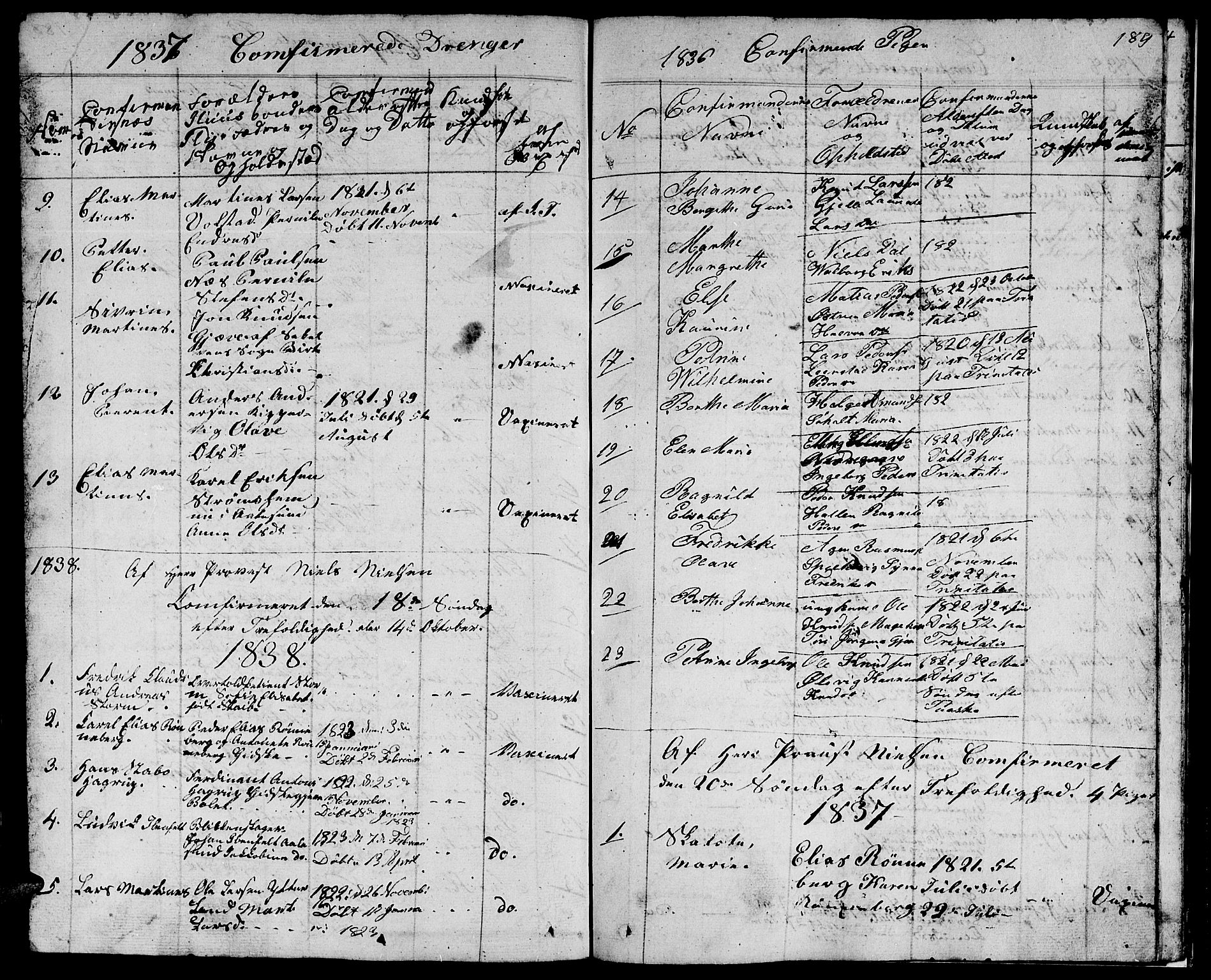 Ministerialprotokoller, klokkerbøker og fødselsregistre - Møre og Romsdal, AV/SAT-A-1454/528/L0425: Parish register (copy) no. 528C06, 1827-1840, p. 189