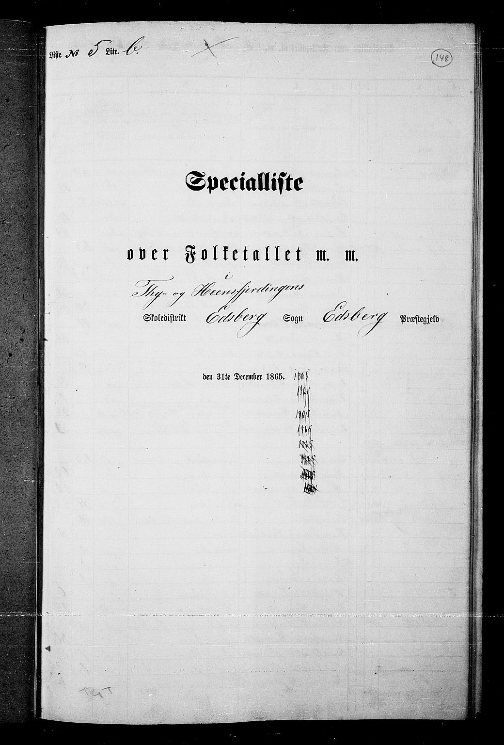 RA, 1865 census for Eidsberg, 1865, p. 135