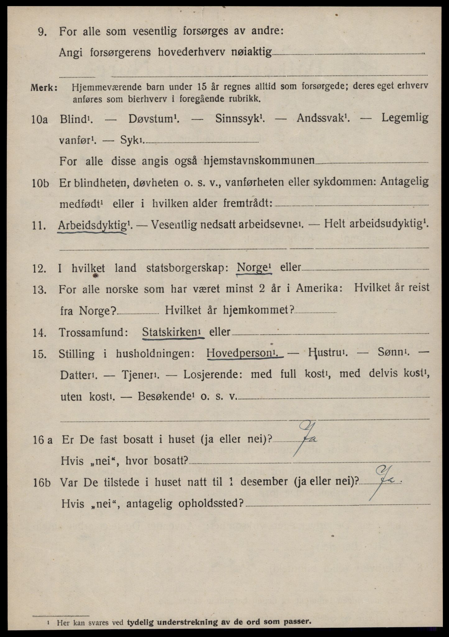 SAT, 1920 census for Volda, 1920, p. 5643