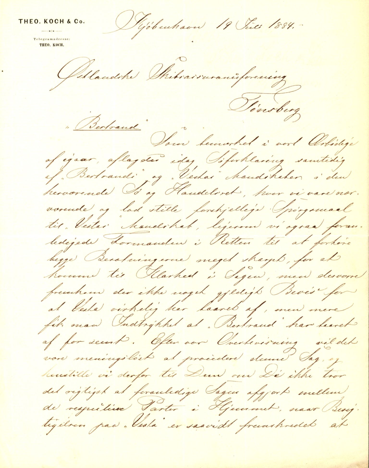 Pa 63 - Østlandske skibsassuranceforening, VEMU/A-1079/G/Ga/L0017/0008: Havaridokumenter / Terpsichore, Industri, Baticola, Bertrand, 1884, p. 63