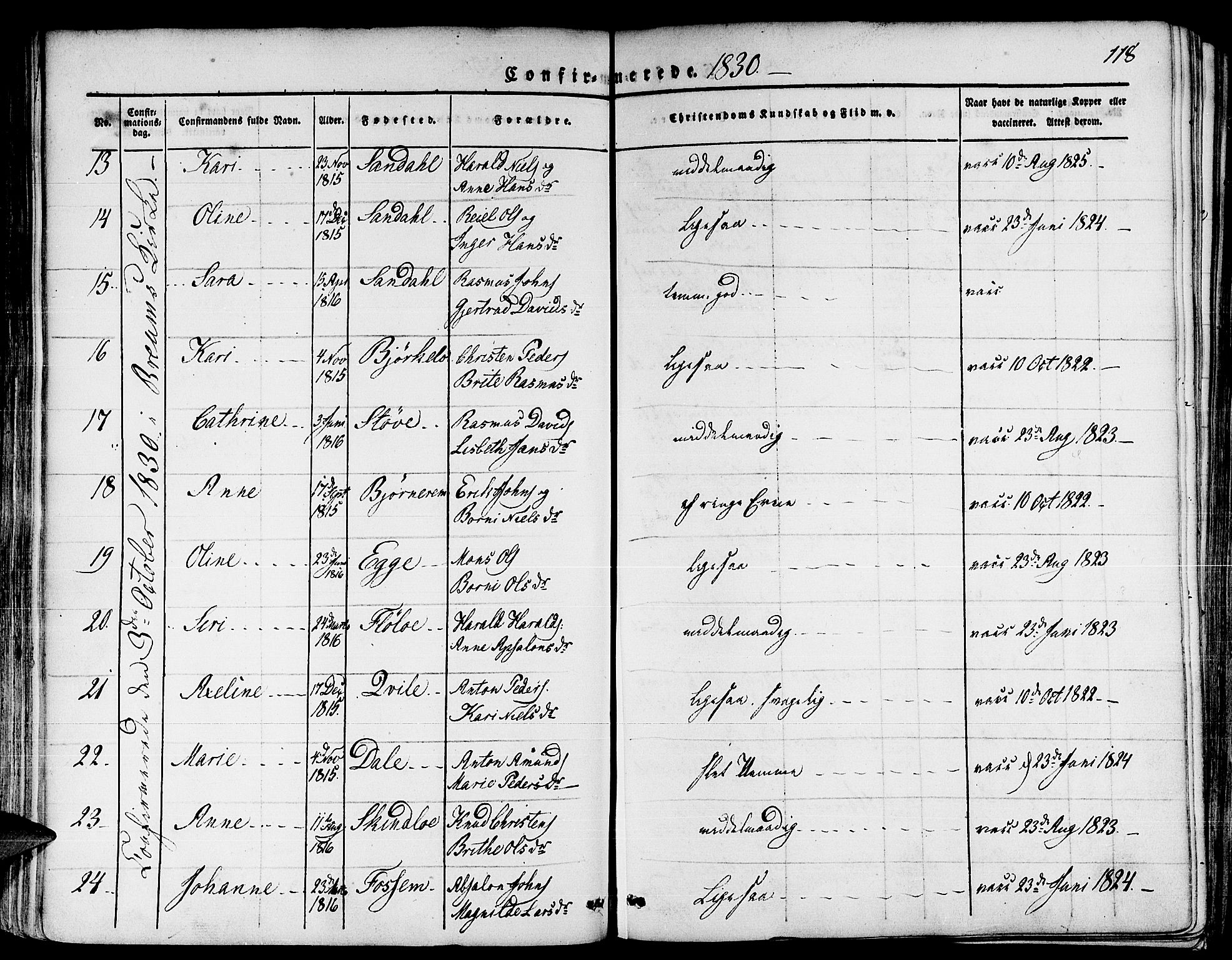 Gloppen sokneprestembete, SAB/A-80101/H/Haa/Haaa/L0007: Parish register (official) no. A 7, 1827-1837, p. 118
