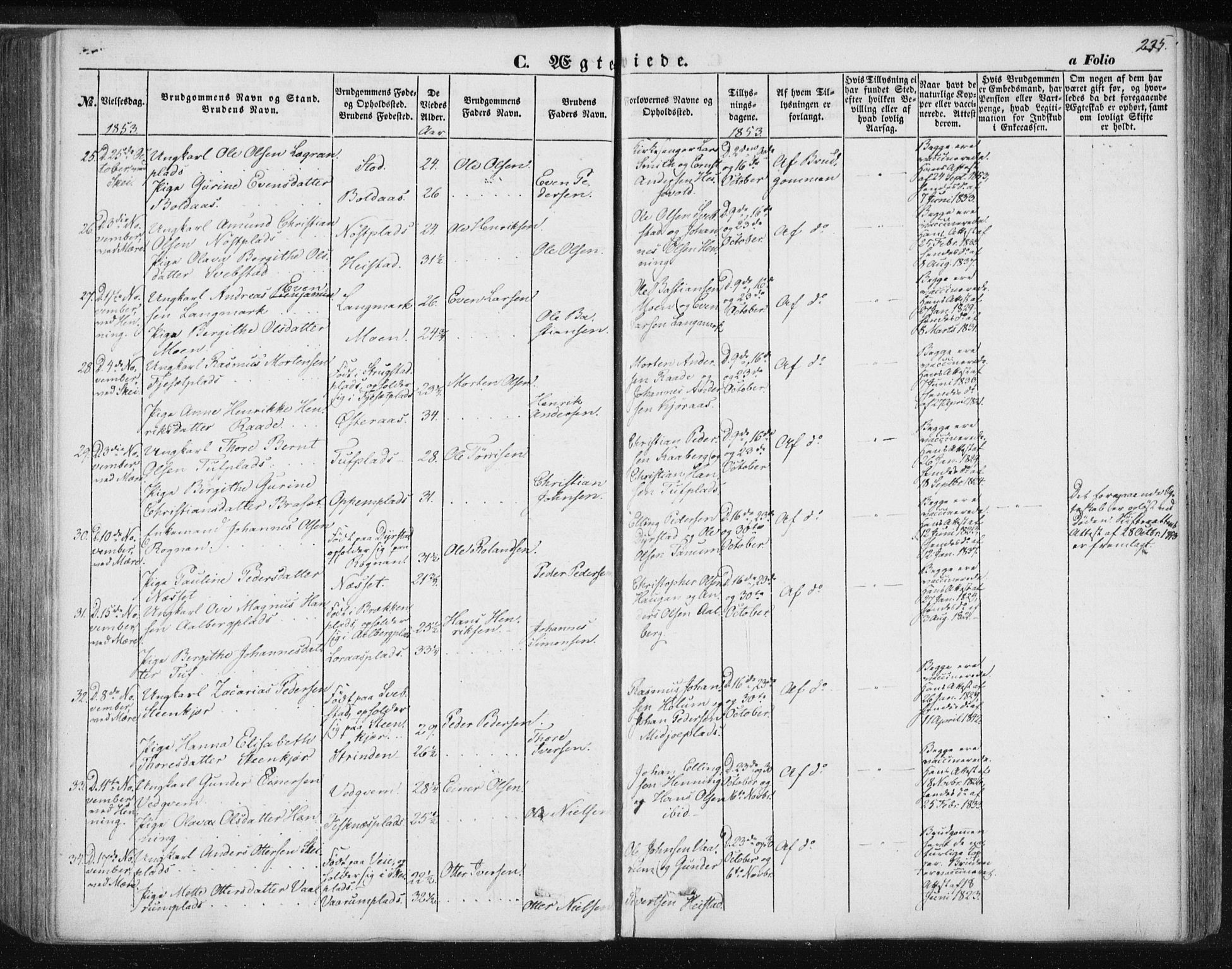 Ministerialprotokoller, klokkerbøker og fødselsregistre - Nord-Trøndelag, SAT/A-1458/735/L0342: Parish register (official) no. 735A07 /1, 1849-1862, p. 235