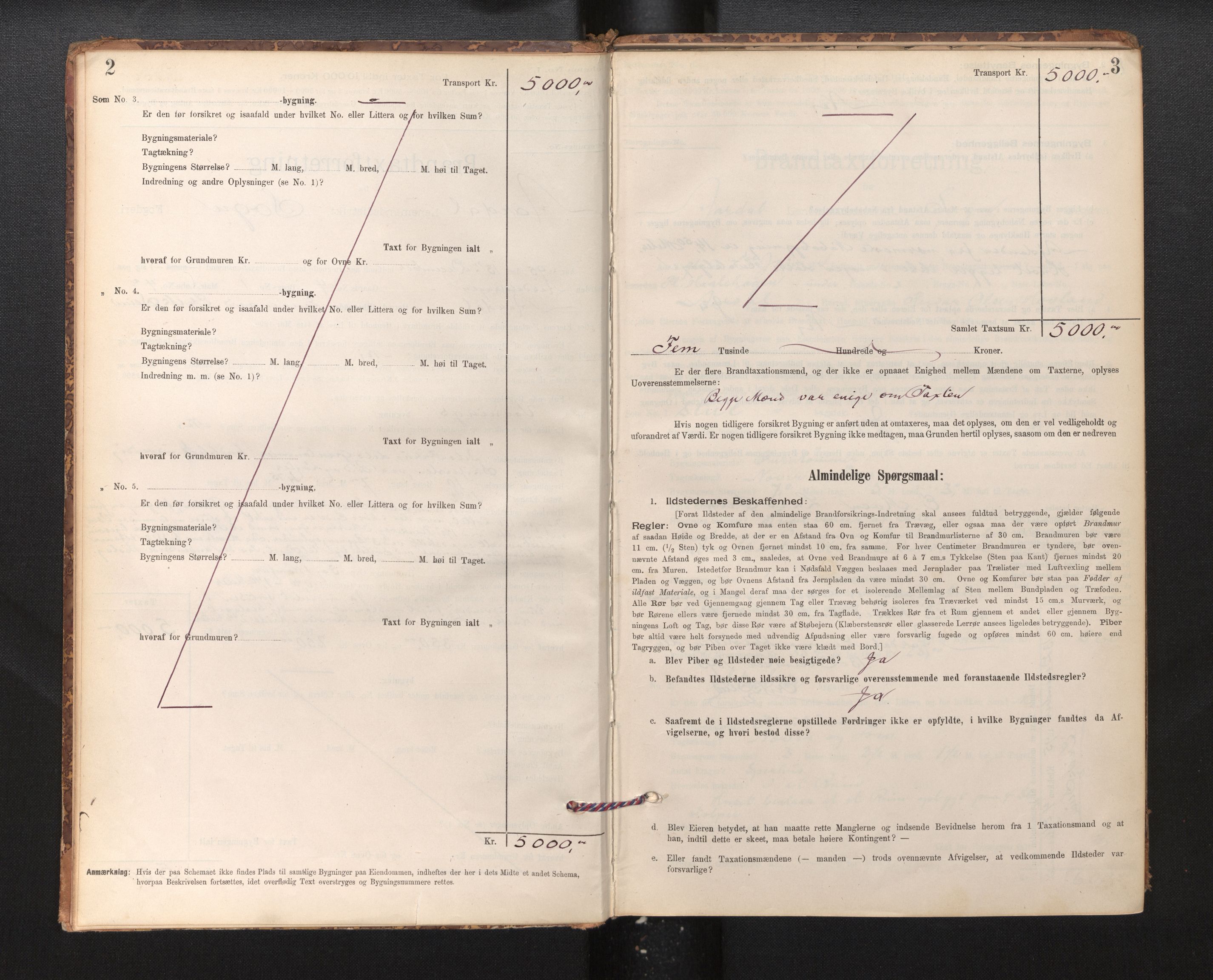 Lensmannen i Årdal, AV/SAB-A-30501/0012/L0008: Branntakstprotokoll, skjematakst, 1895-1915, p. 2-3