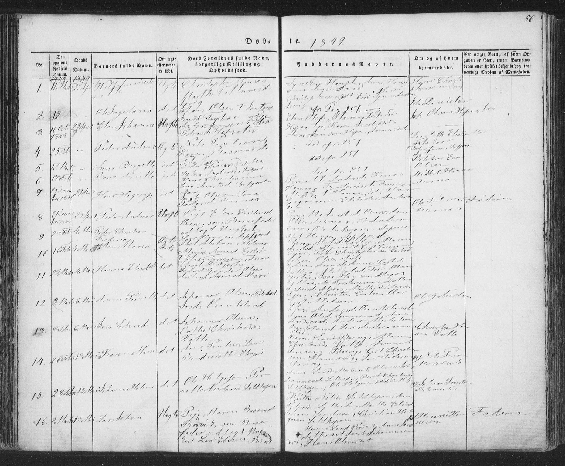 Ministerialprotokoller, klokkerbøker og fødselsregistre - Nordland, AV/SAT-A-1459/853/L0769: Parish register (official) no. 853A08, 1836-1856, p. 56