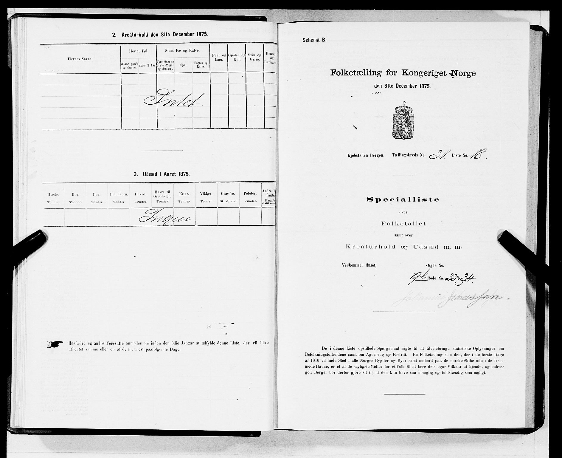 SAB, 1875 census for 1301 Bergen, 1875, p. 1605