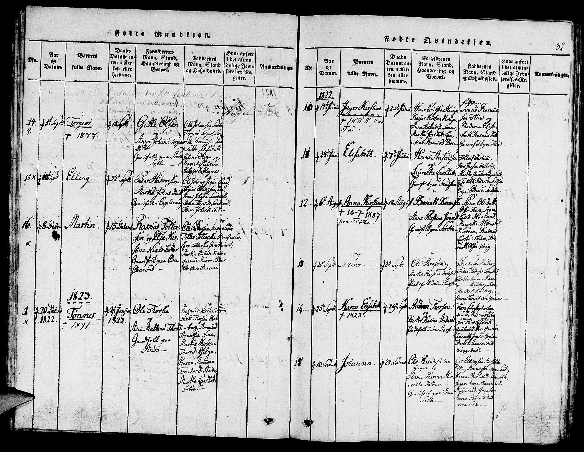Klepp sokneprestkontor, SAST/A-101803/001/3/30BA/L0002: Parish register (official) no. A 2, 1816-1833, p. 32