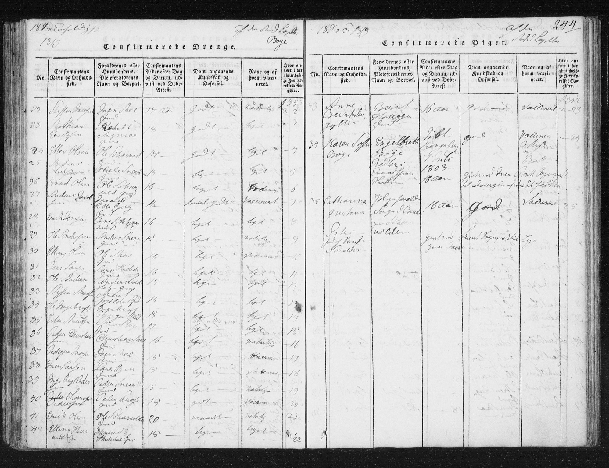 Ministerialprotokoller, klokkerbøker og fødselsregistre - Sør-Trøndelag, SAT/A-1456/687/L0996: Parish register (official) no. 687A04, 1816-1842, p. 244