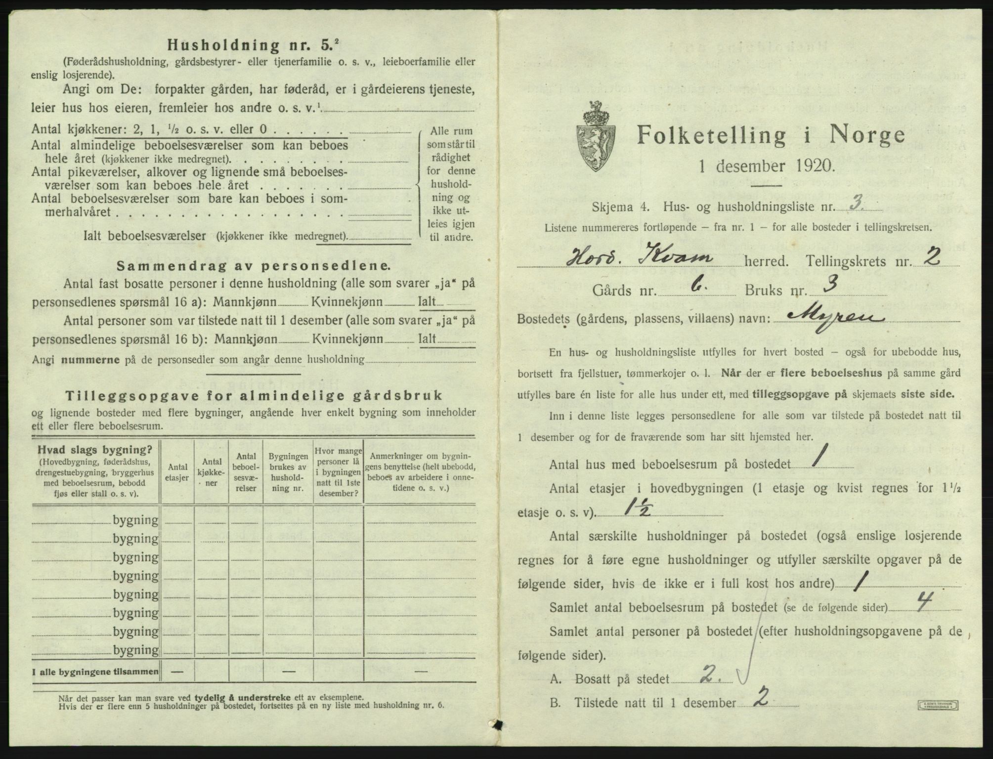 SAB, 1920 census for Kvam, 1920, p. 137