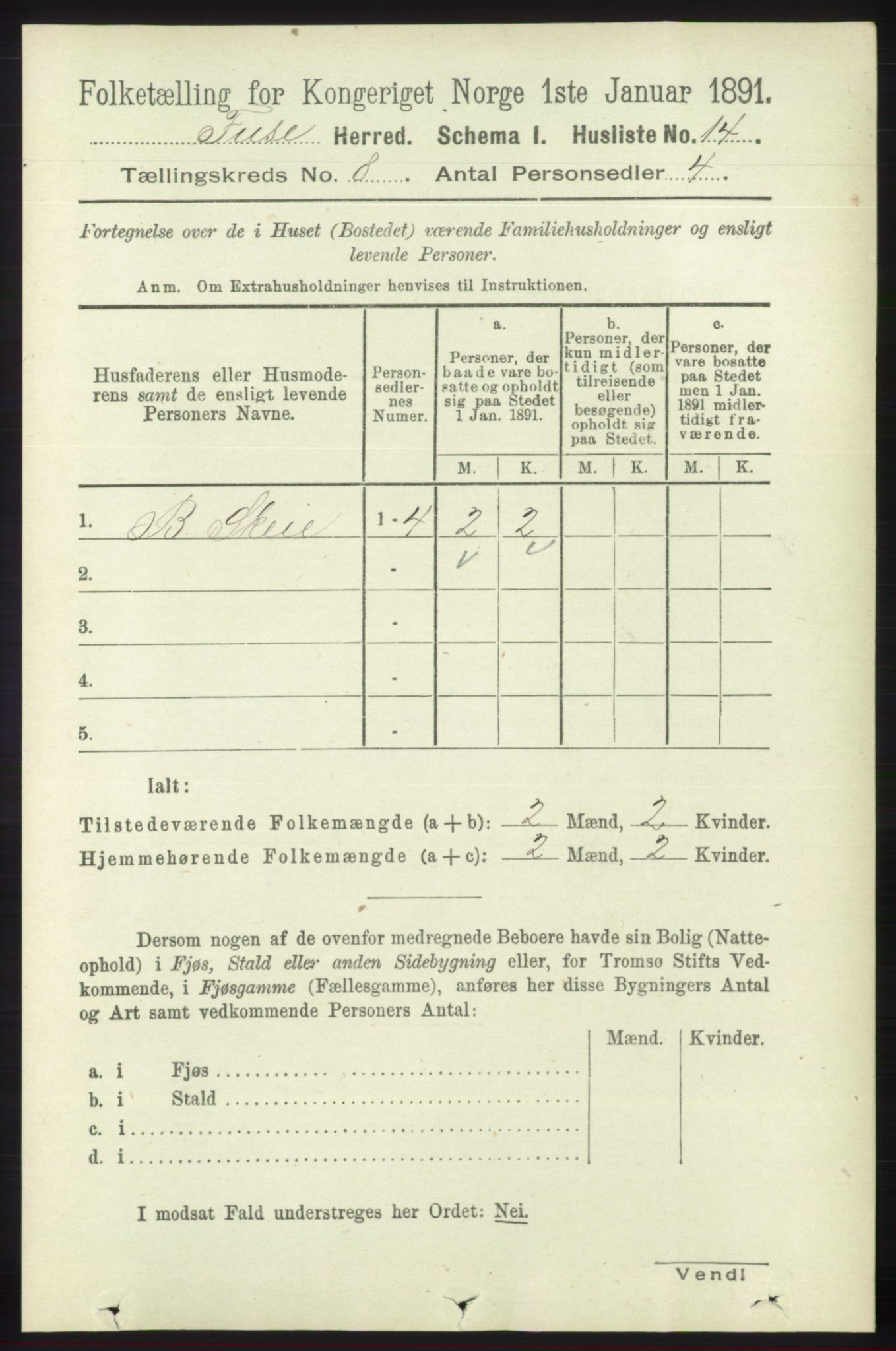 RA, 1891 census for 1241 Fusa, 1891, p. 1557