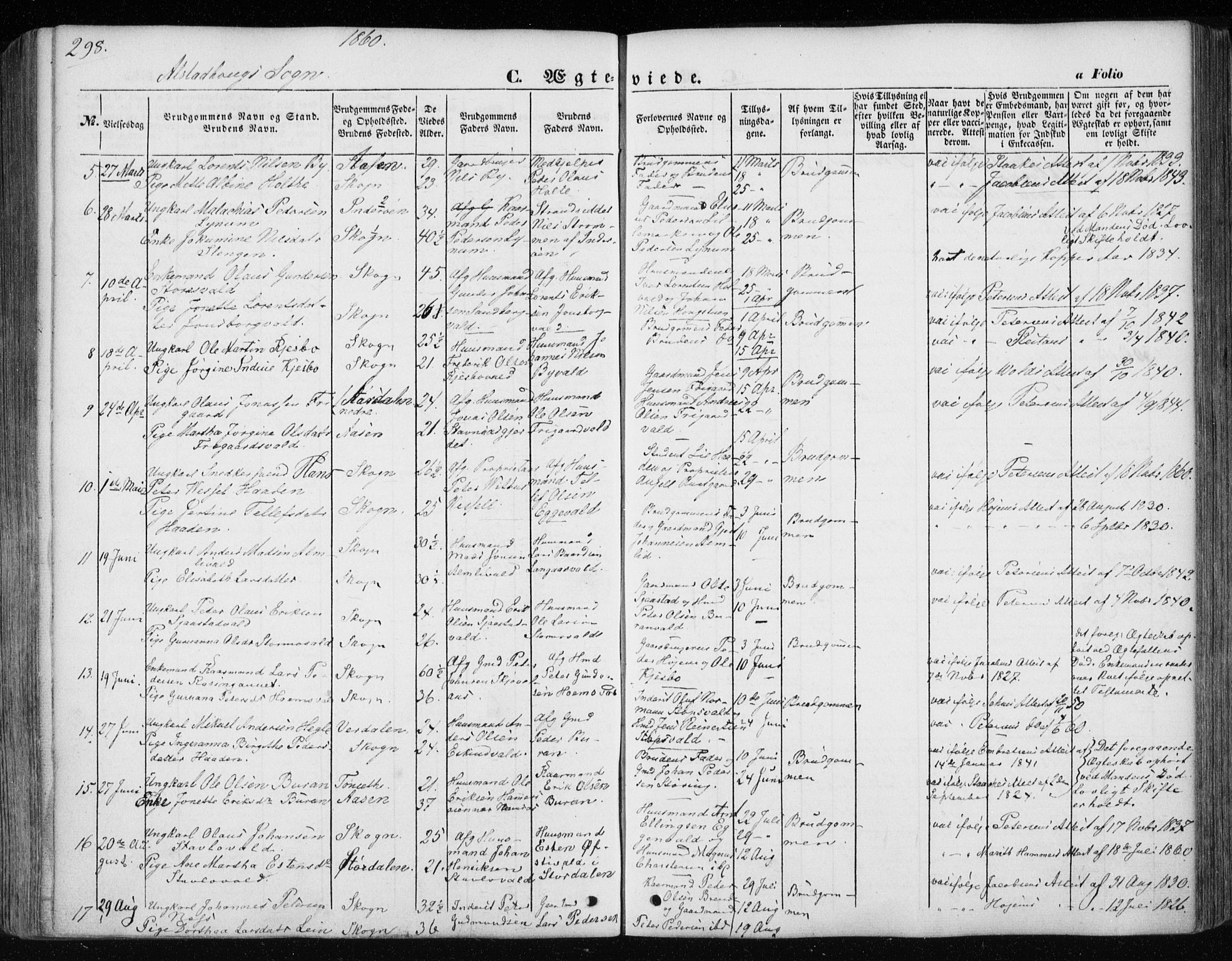 Ministerialprotokoller, klokkerbøker og fødselsregistre - Nord-Trøndelag, AV/SAT-A-1458/717/L0154: Parish register (official) no. 717A07 /1, 1850-1862, p. 284