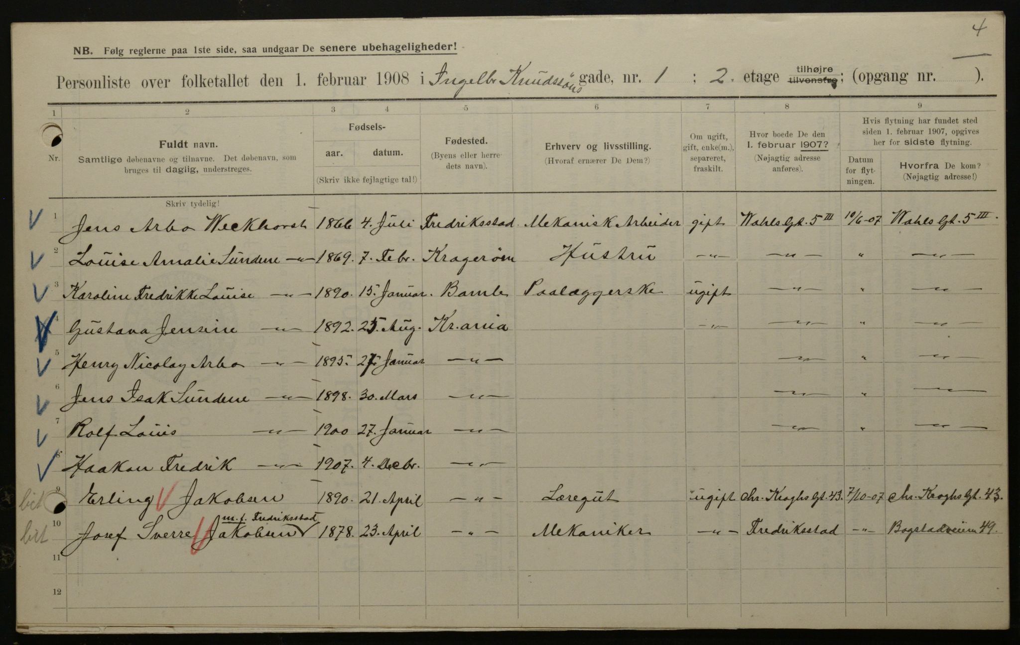 OBA, Municipal Census 1908 for Kristiania, 1908, p. 39344