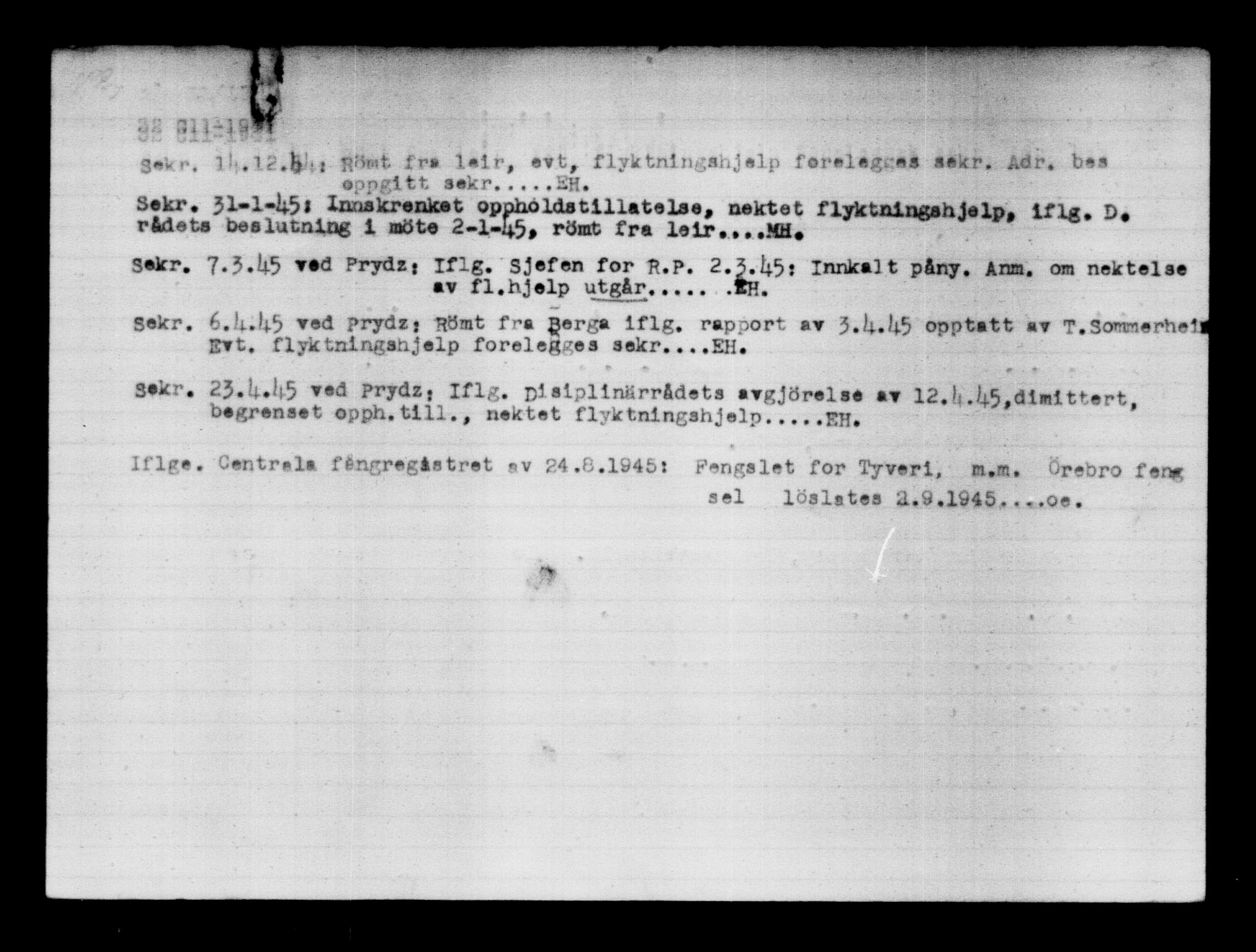 Utenriksstasjonene, Legasjonen i Stockholm, Flyktningkontoret, AV/RA-S-6753/V/Va/L0012: Kjesäterkartoteket, flyktninger med registreringsnr. 28300-31566, 1940-1945, p. 1229
