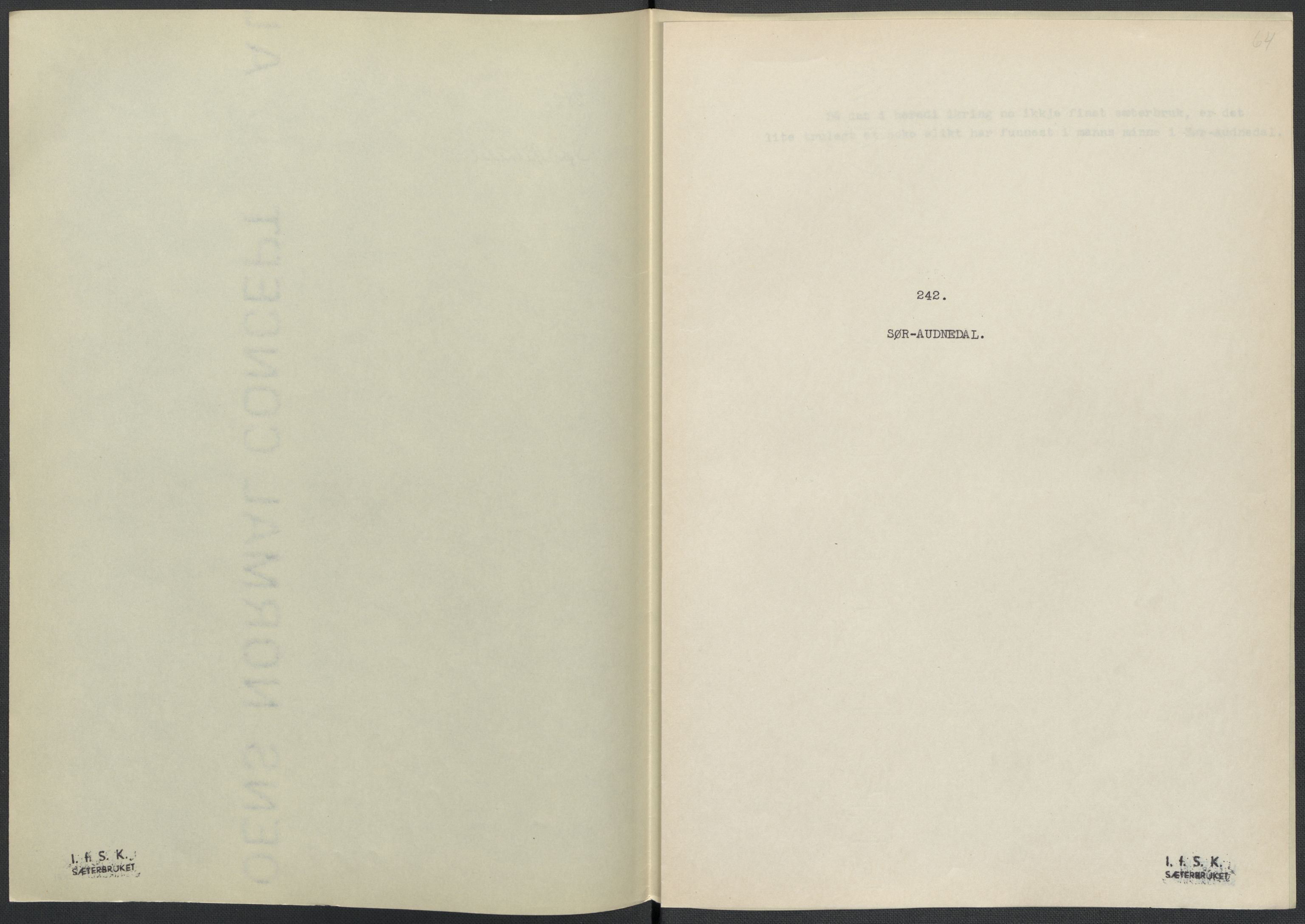 Instituttet for sammenlignende kulturforskning, AV/RA-PA-0424/F/Fc/L0008/0003: Eske B8: / Vest-Agder (perm XXI), 1932-1935, p. 64