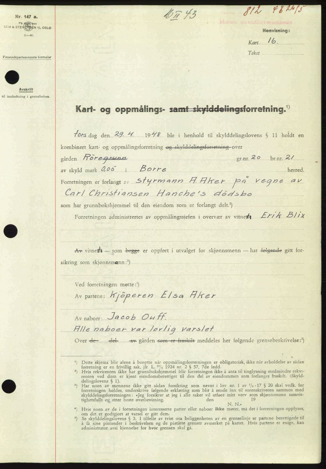 Horten sorenskriveri, AV/SAKO-A-133/G/Ga/Gaa/L0010: Mortgage book no. A-10, 1947-1948, Diary no: : 812/1948