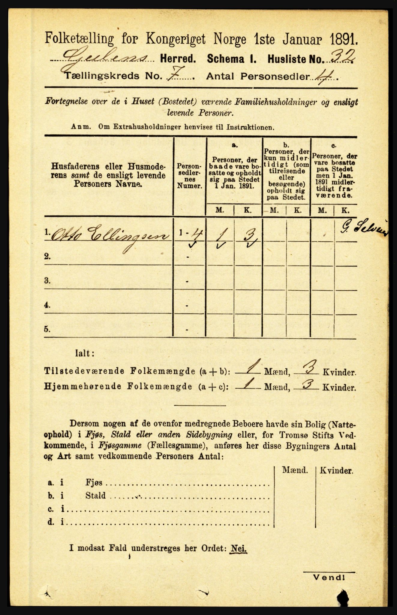 RA, 1891 census for 1411 Gulen, 1891, p. 2212