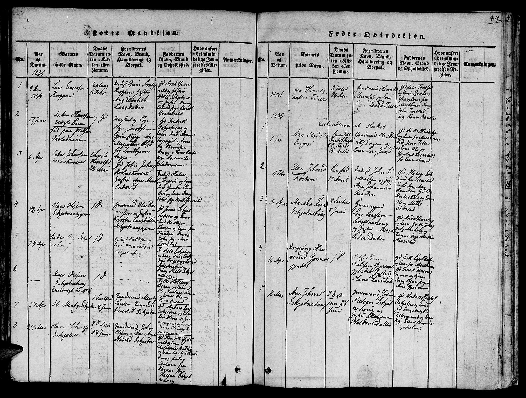 Ministerialprotokoller, klokkerbøker og fødselsregistre - Sør-Trøndelag, SAT/A-1456/618/L0440: Parish register (official) no. 618A04 /2, 1816-1843, p. 84