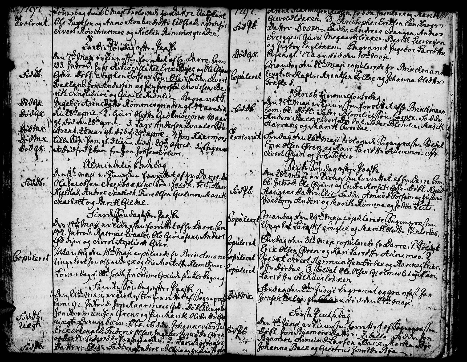 Ministerialprotokoller, klokkerbøker og fødselsregistre - Sør-Trøndelag, SAT/A-1456/668/L0815: Parish register (copy) no. 668C04, 1791-1815, p. 106-107