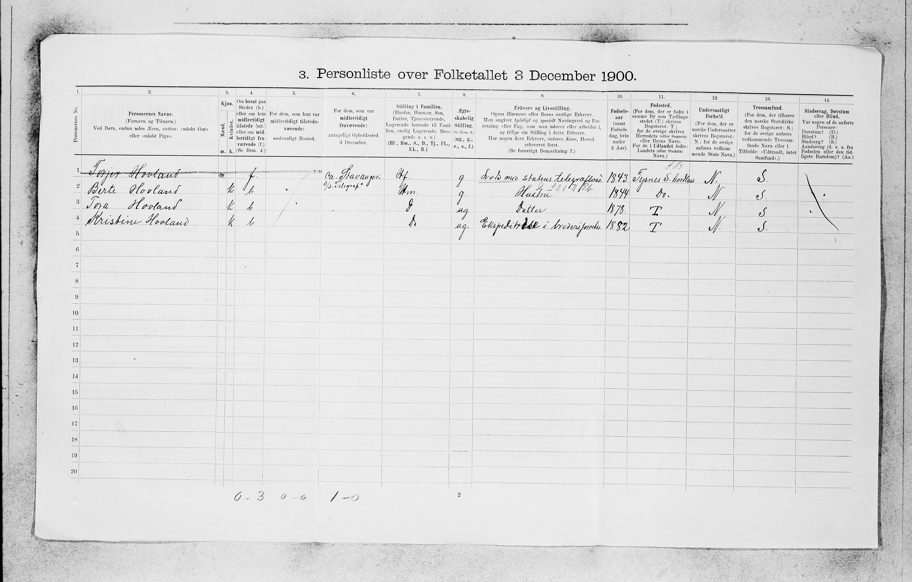 SAB, 1900 census for Bergen, 1900, p. 315