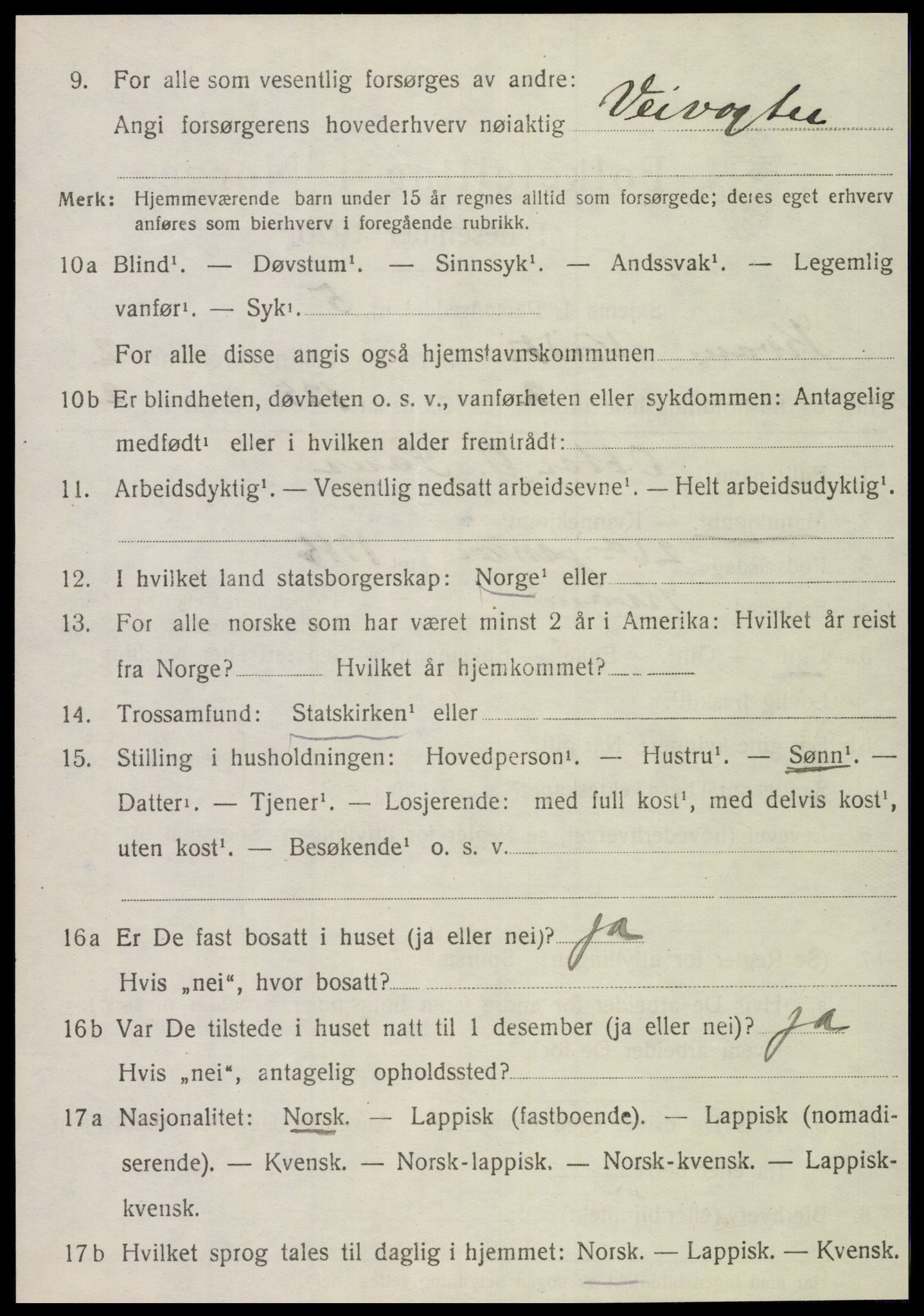 SAT, 1920 census for Kvam, 1920, p. 698