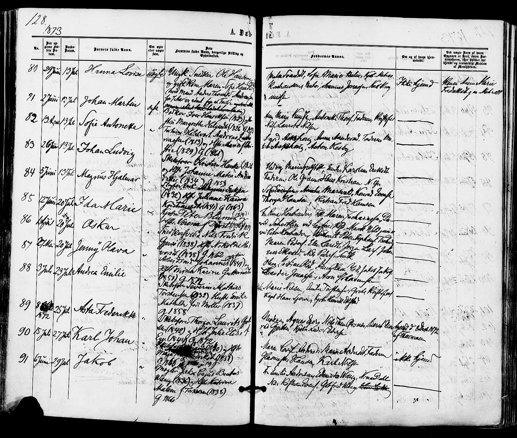 Tønsberg kirkebøker, SAKO/A-330/F/Fa/L0009: Parish register (official) no. I 9, 1865-1873, p. 128