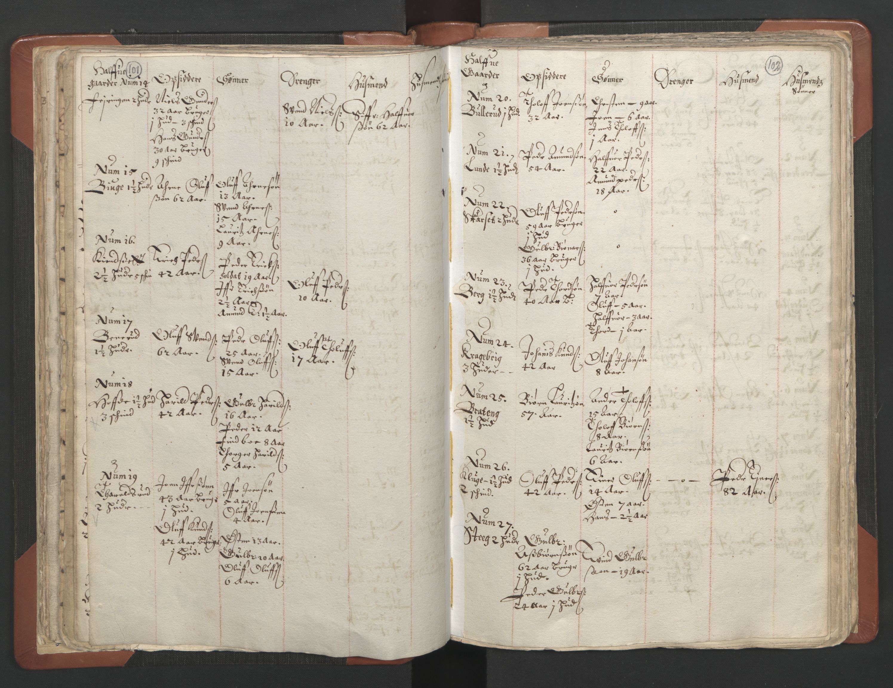 RA, Vicar's Census 1664-1666, no. 7: Hadeland deanery, 1664-1666, p. 101-102