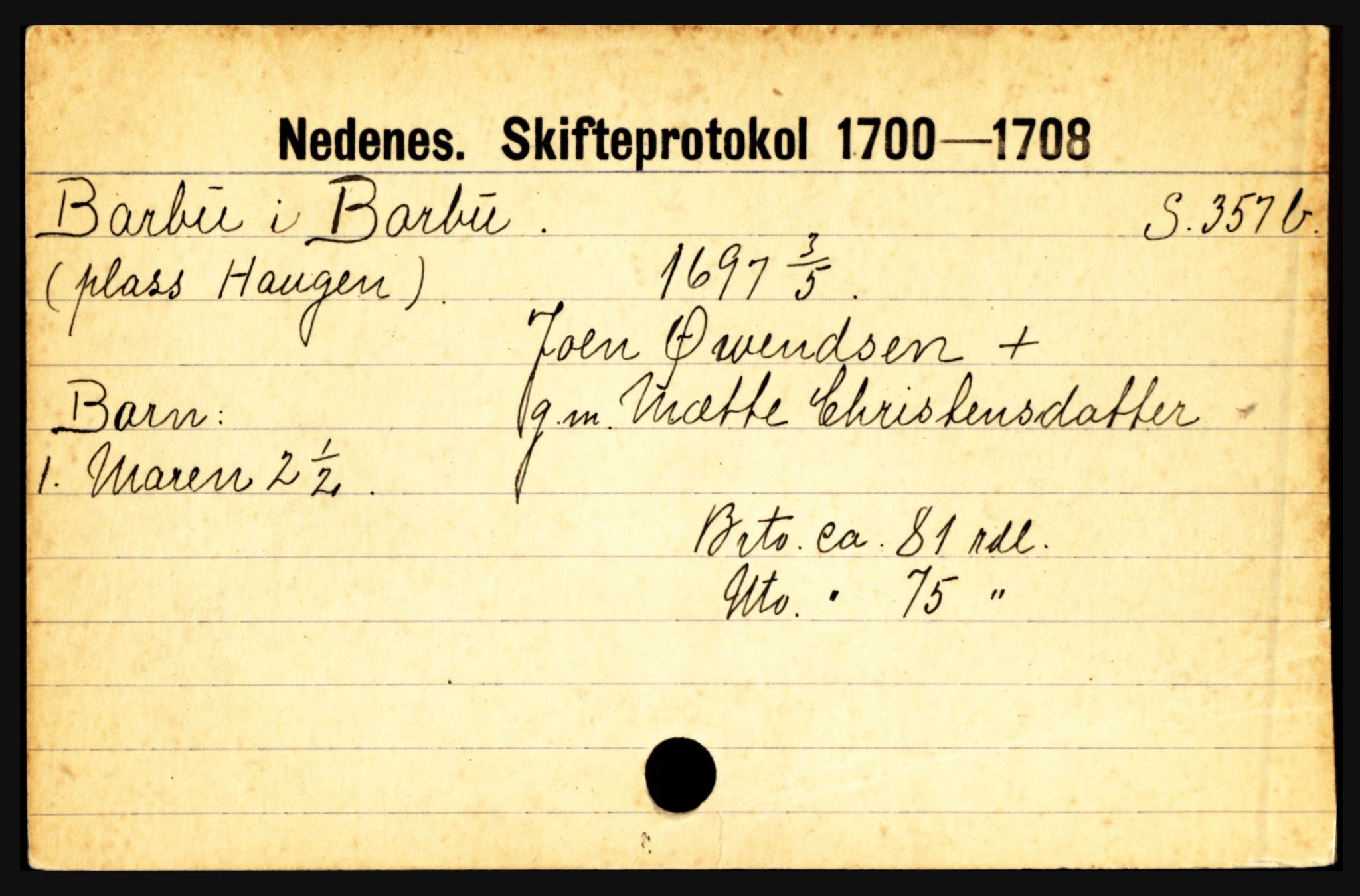 Nedenes sorenskriveri før 1824, AV/SAK-1221-0007/H, p. 1579