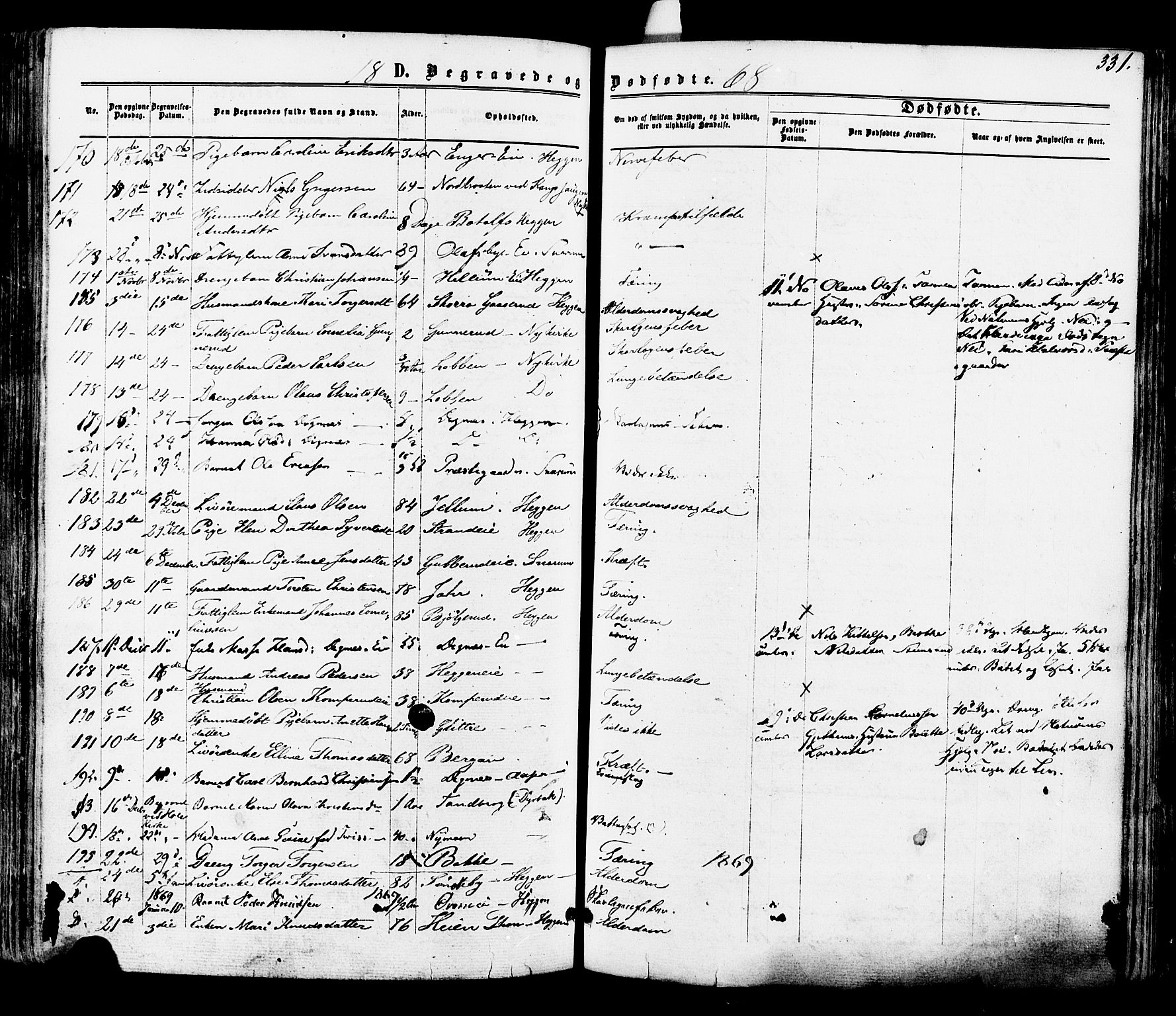 Modum kirkebøker, SAKO/A-234/F/Fa/L0010: Parish register (official) no. 10, 1865-1876, p. 331