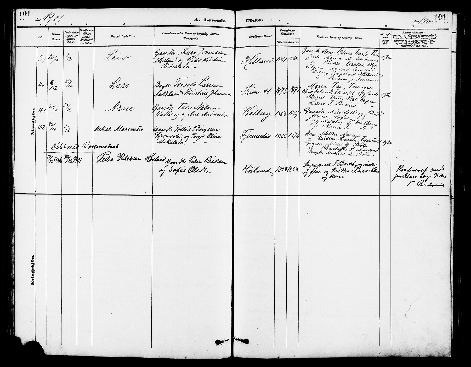 Lye sokneprestkontor, SAST/A-101794/001/30BB/L0007: Parish register (copy) no. B 8, 1889-1909, p. 101