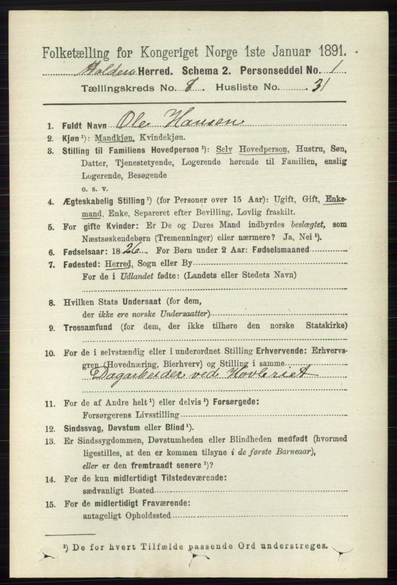 RA, 1891 census for 0819 Holla, 1891, p. 3875