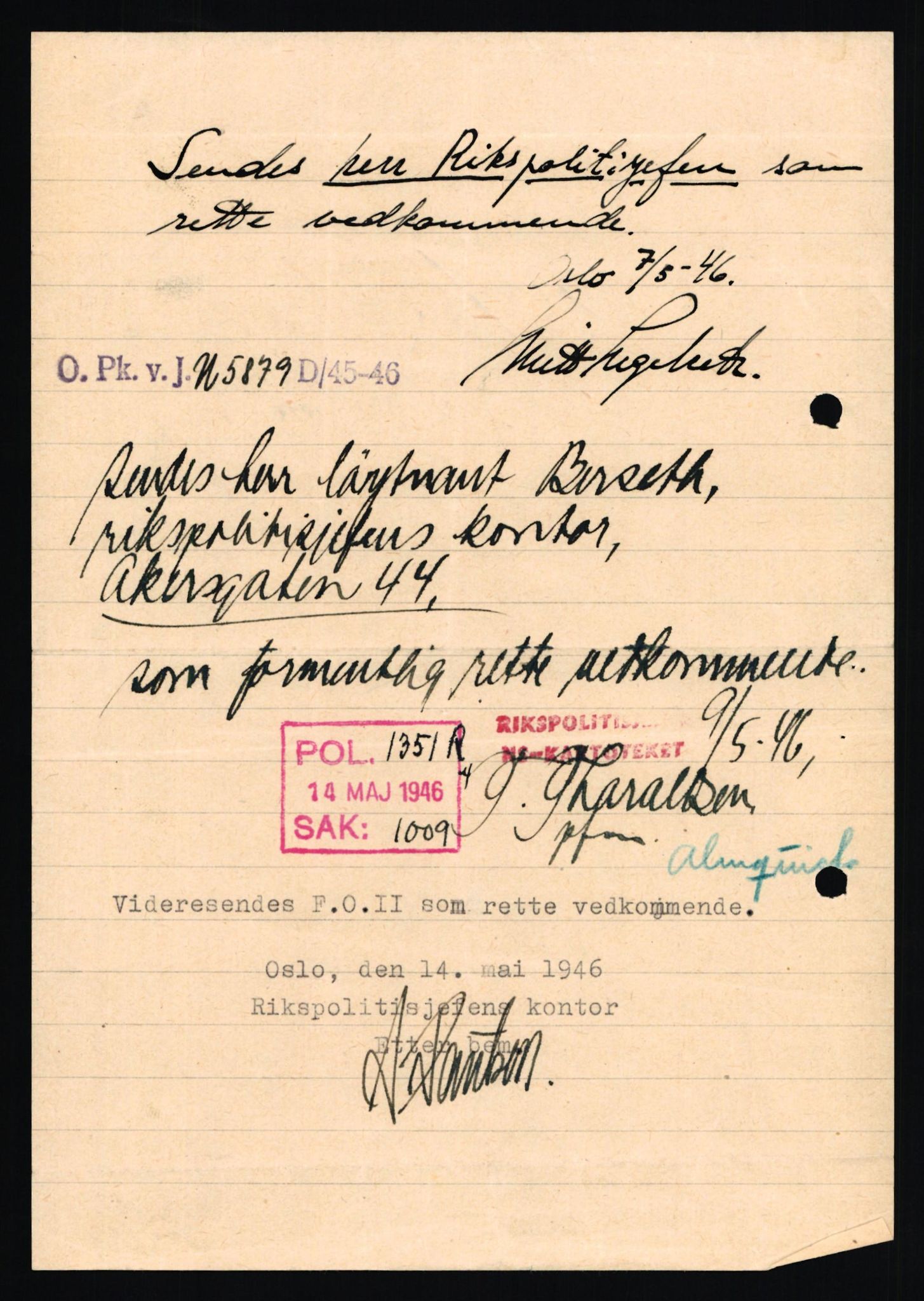 Forsvaret, Forsvarets overkommando II, AV/RA-RAFA-3915/D/Db/L0029: CI Questionaires. Tyske okkupasjonsstyrker i Norge. Tyskere., 1945-1946, p. 244