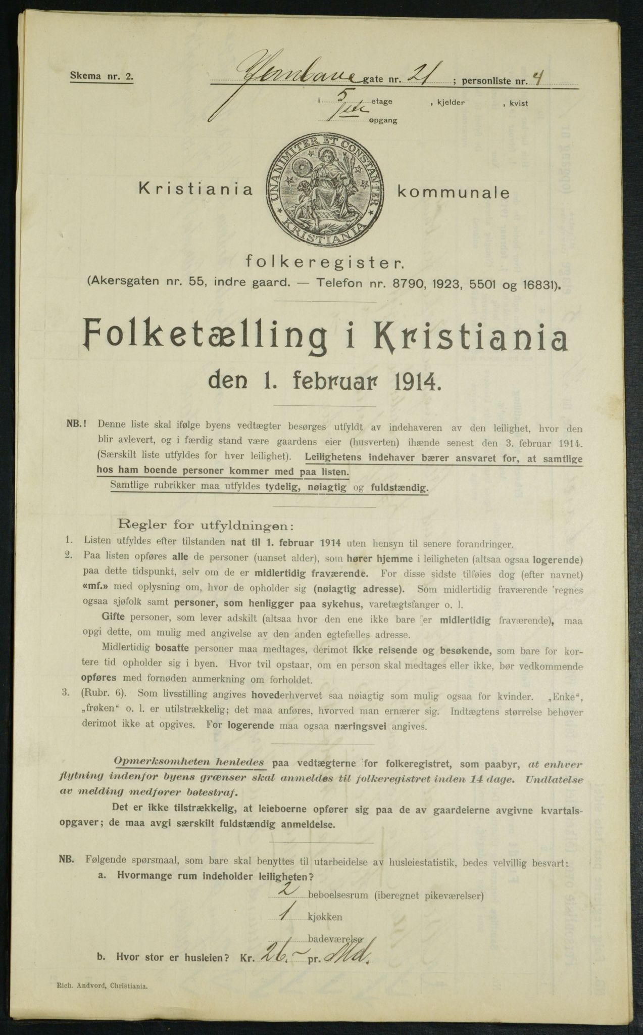 OBA, Municipal Census 1914 for Kristiania, 1914, p. 46897