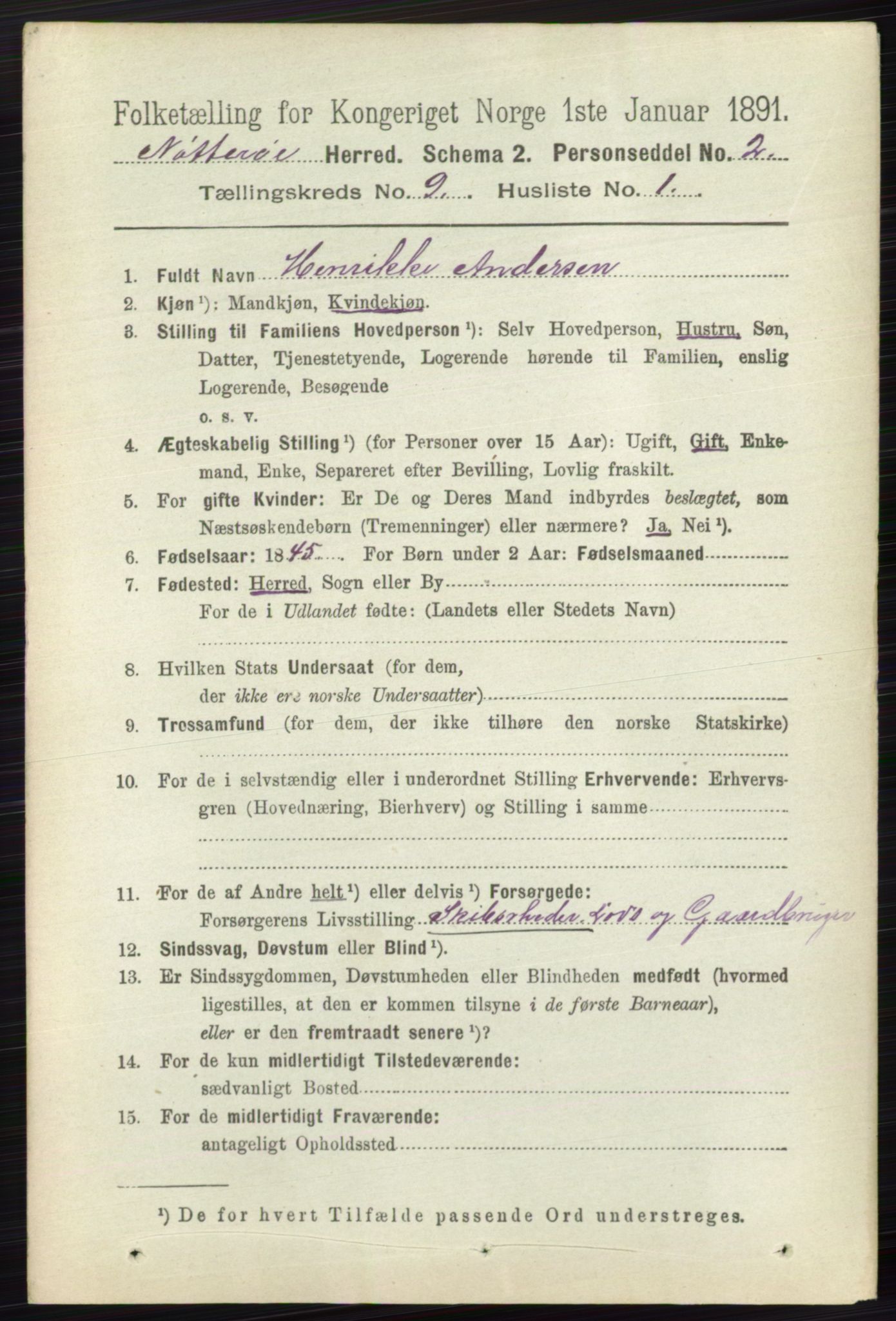 RA, 1891 census for 0722 Nøtterøy, 1891, p. 4558