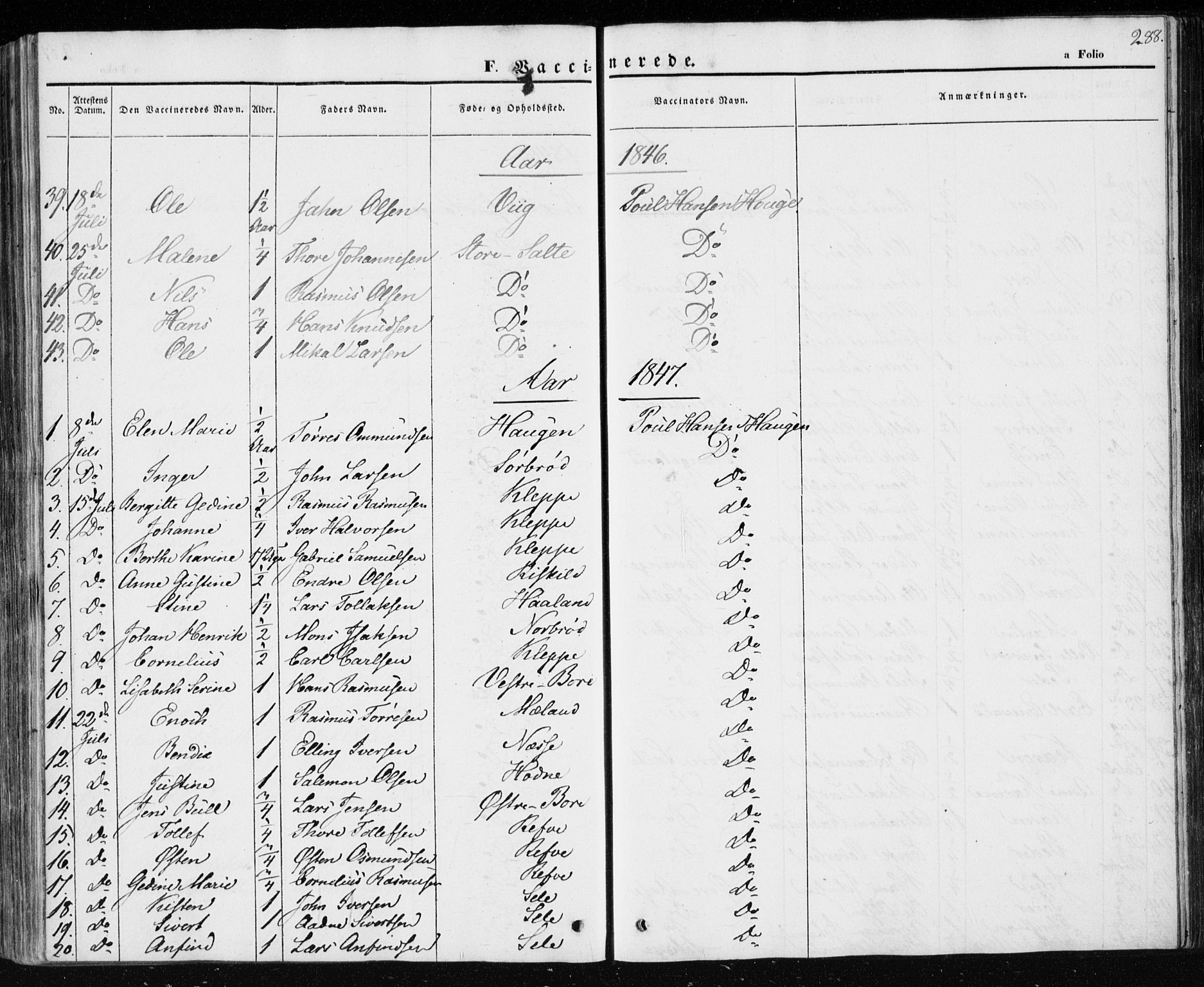Klepp sokneprestkontor, SAST/A-101803/001/3/30BA/L0004: Parish register (official) no. A 4, 1842-1852, p. 288