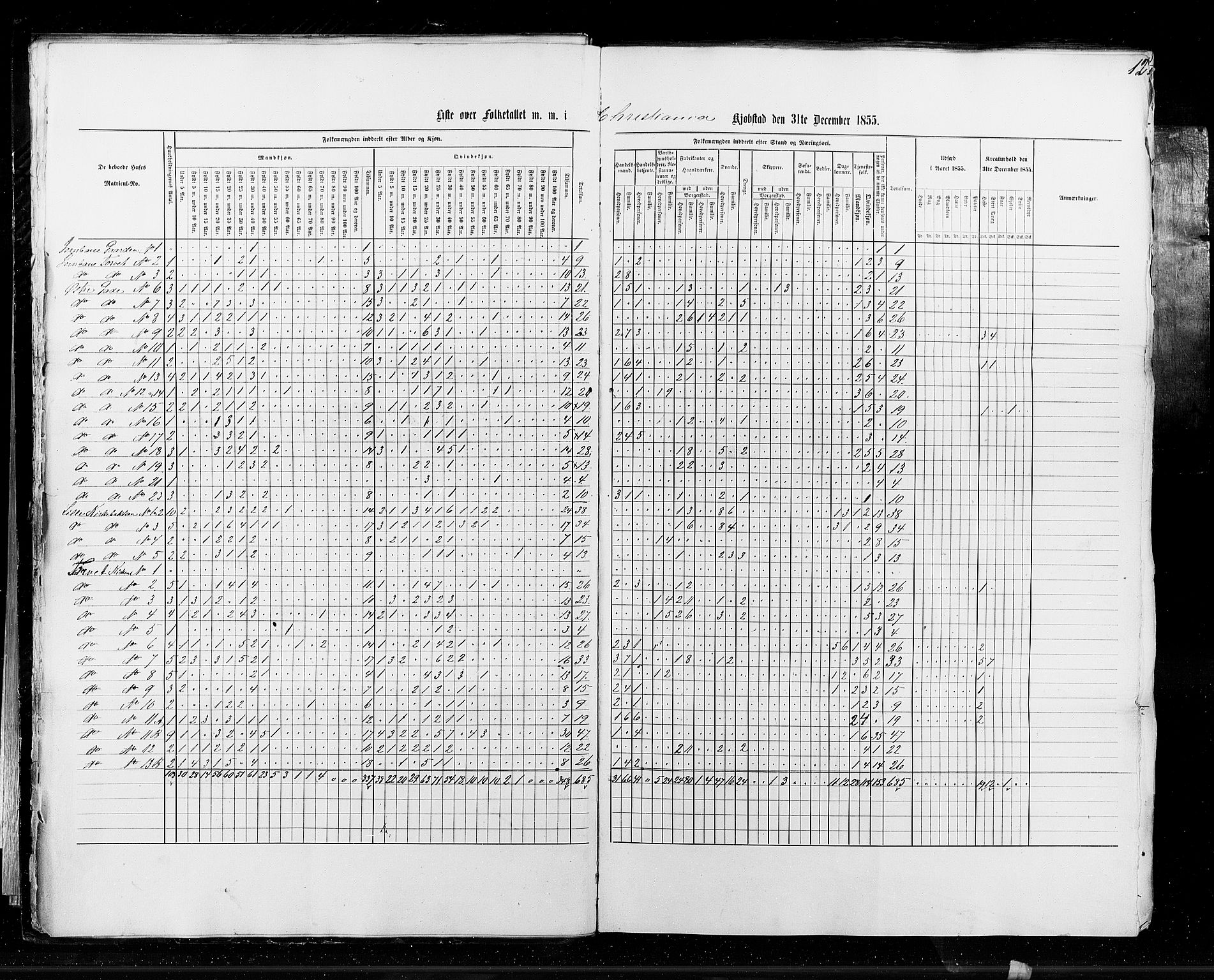 RA, Census 1855, vol. 7: Fredrikshald-Kragerø, 1855, p. 12