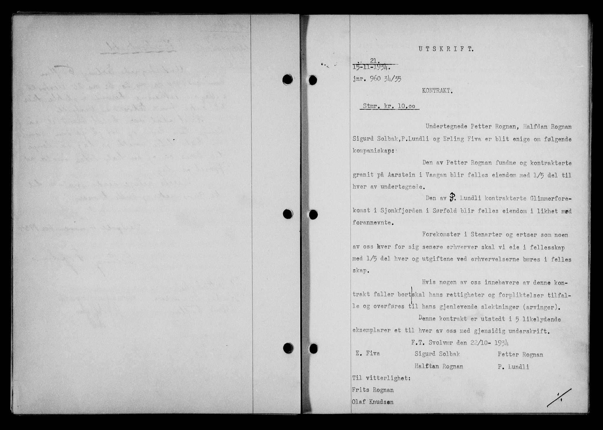 Lofoten sorenskriveri, AV/SAT-A-0017/1/2/2C/L0030b: Mortgage book no. 30b, 1934-1934, Deed date: 15.11.1934