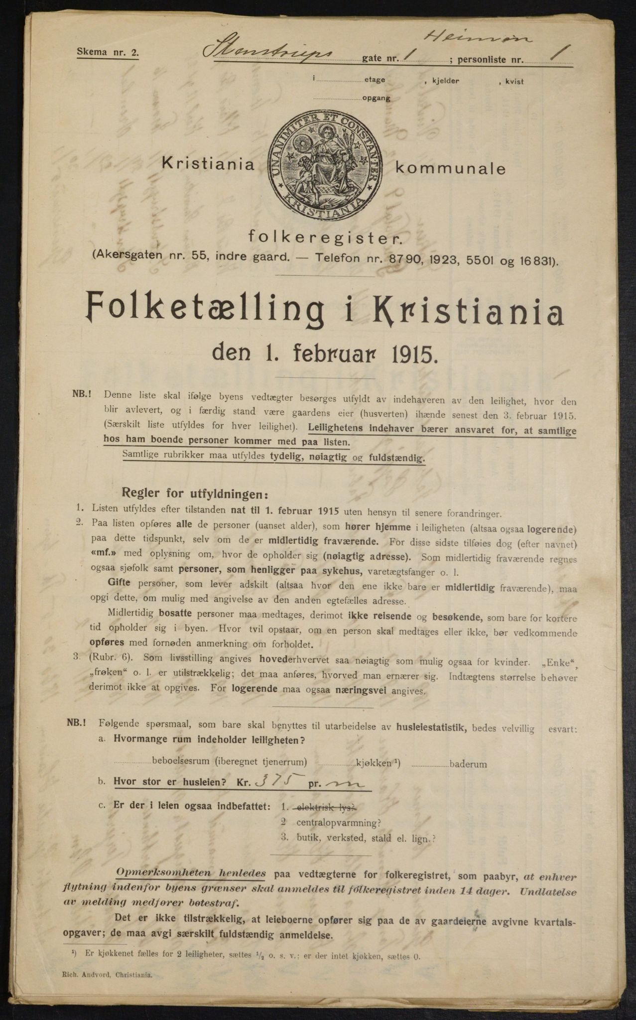 OBA, Municipal Census 1915 for Kristiania, 1915, p. 100809