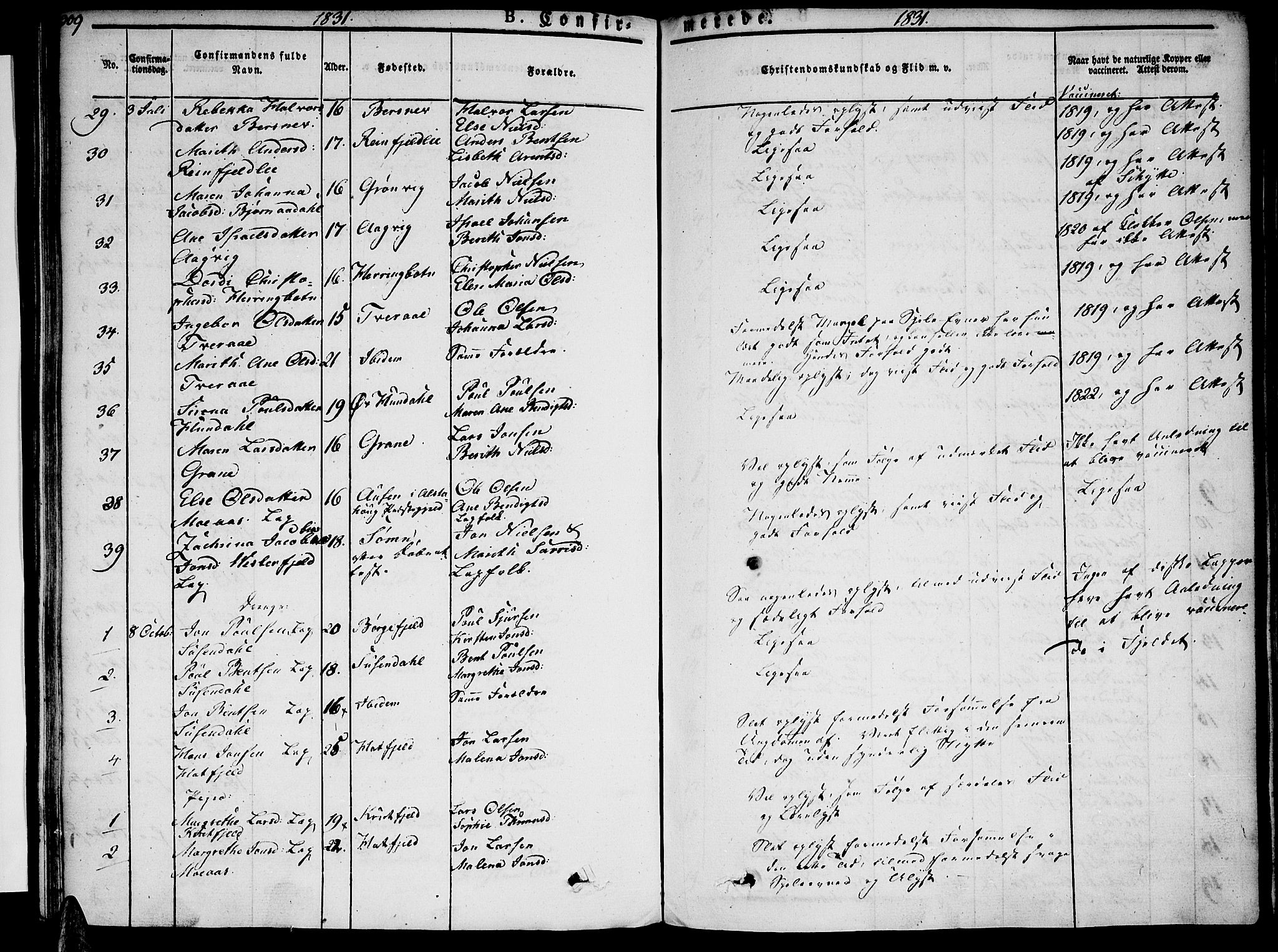 Ministerialprotokoller, klokkerbøker og fødselsregistre - Nordland, AV/SAT-A-1459/820/L0289: Parish register (official) no. 820A10, 1826-1845, p. 309