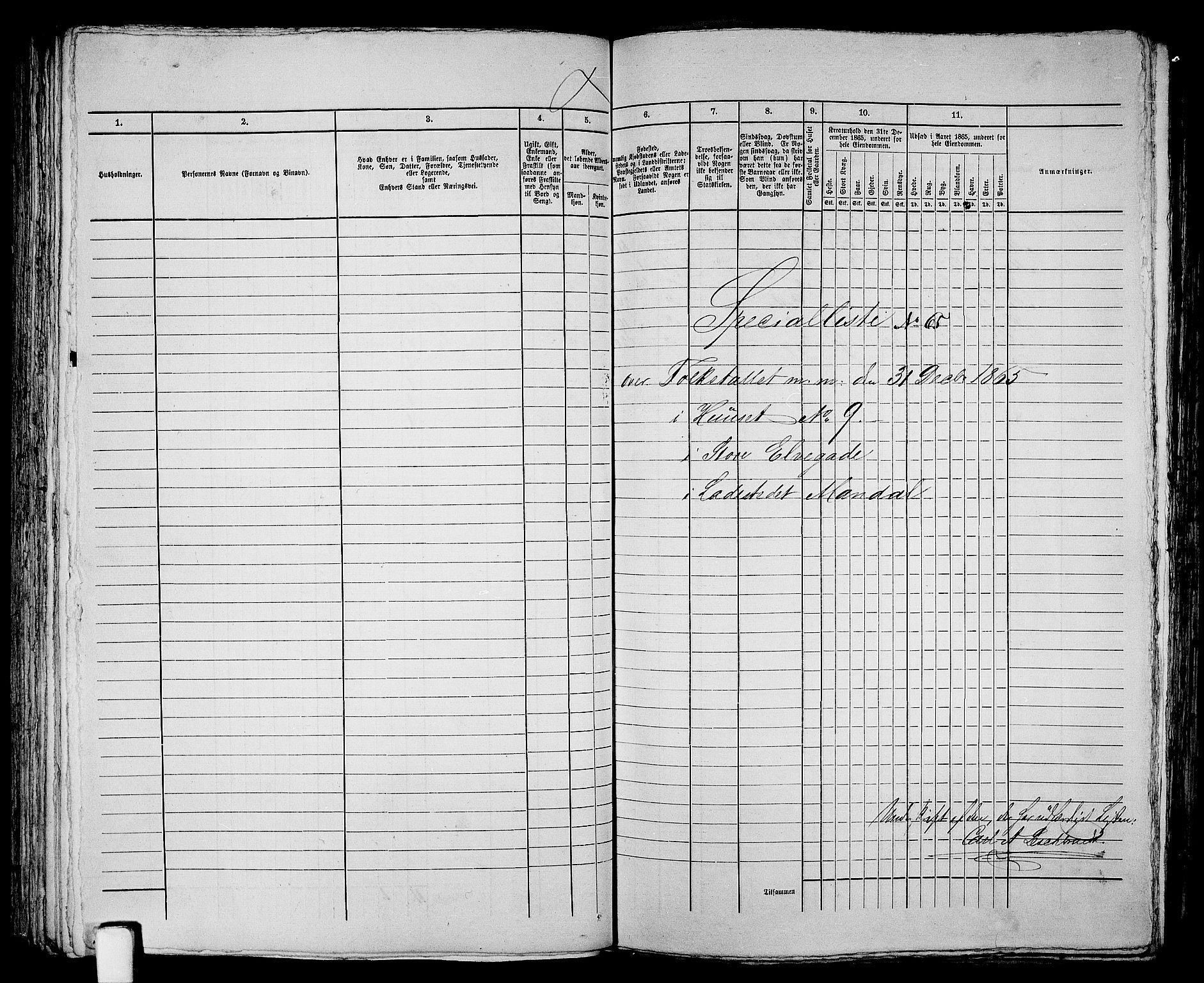 RA, 1865 census for Mandal/Mandal, 1865, p. 131