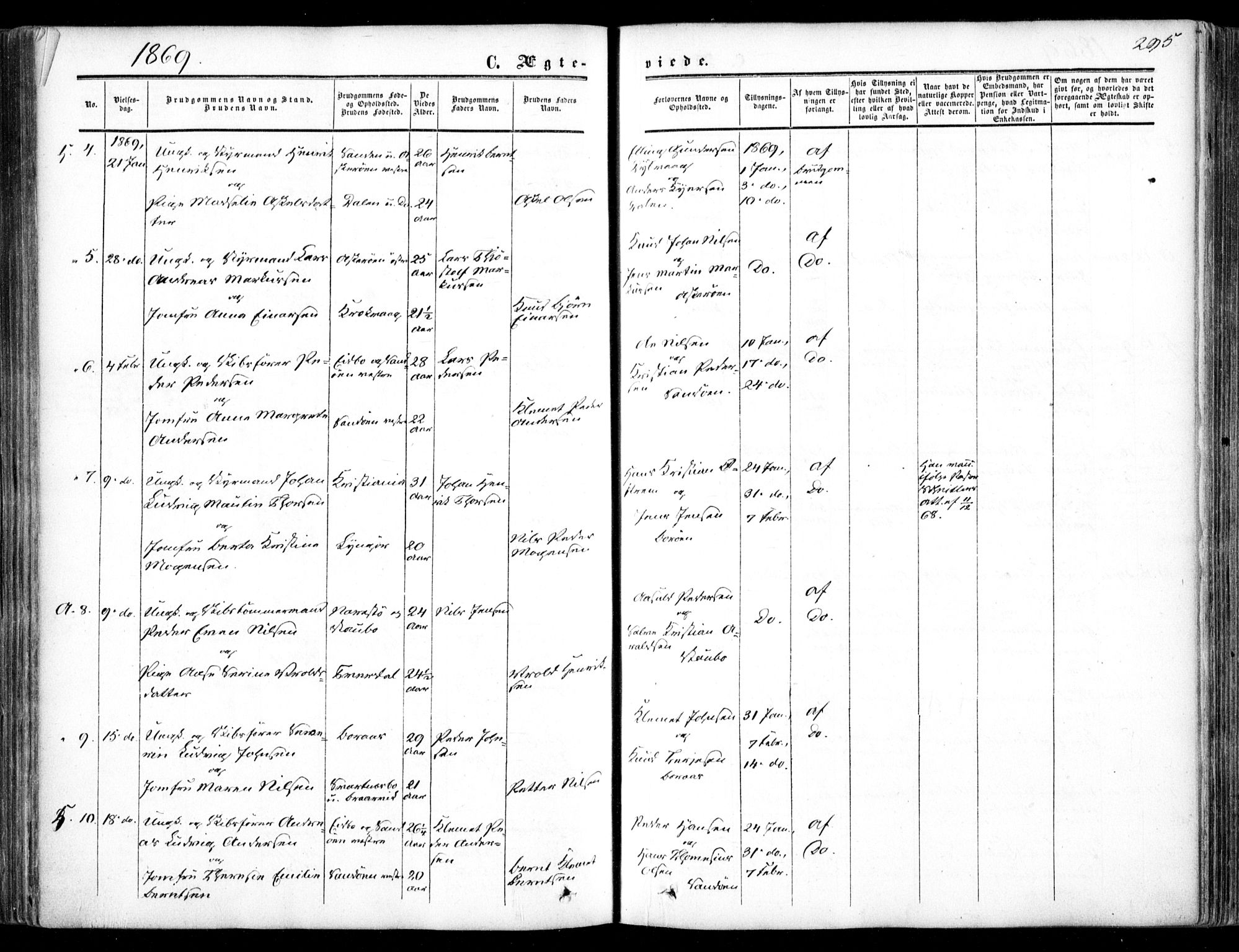 Dypvåg sokneprestkontor, SAK/1111-0007/F/Fa/Faa/L0006: Parish register (official) no. A 6, 1855-1872, p. 295