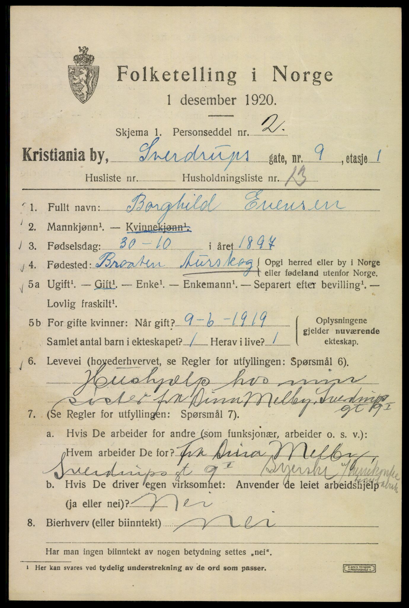 SAO, 1920 census for Kristiania, 1920, p. 556891