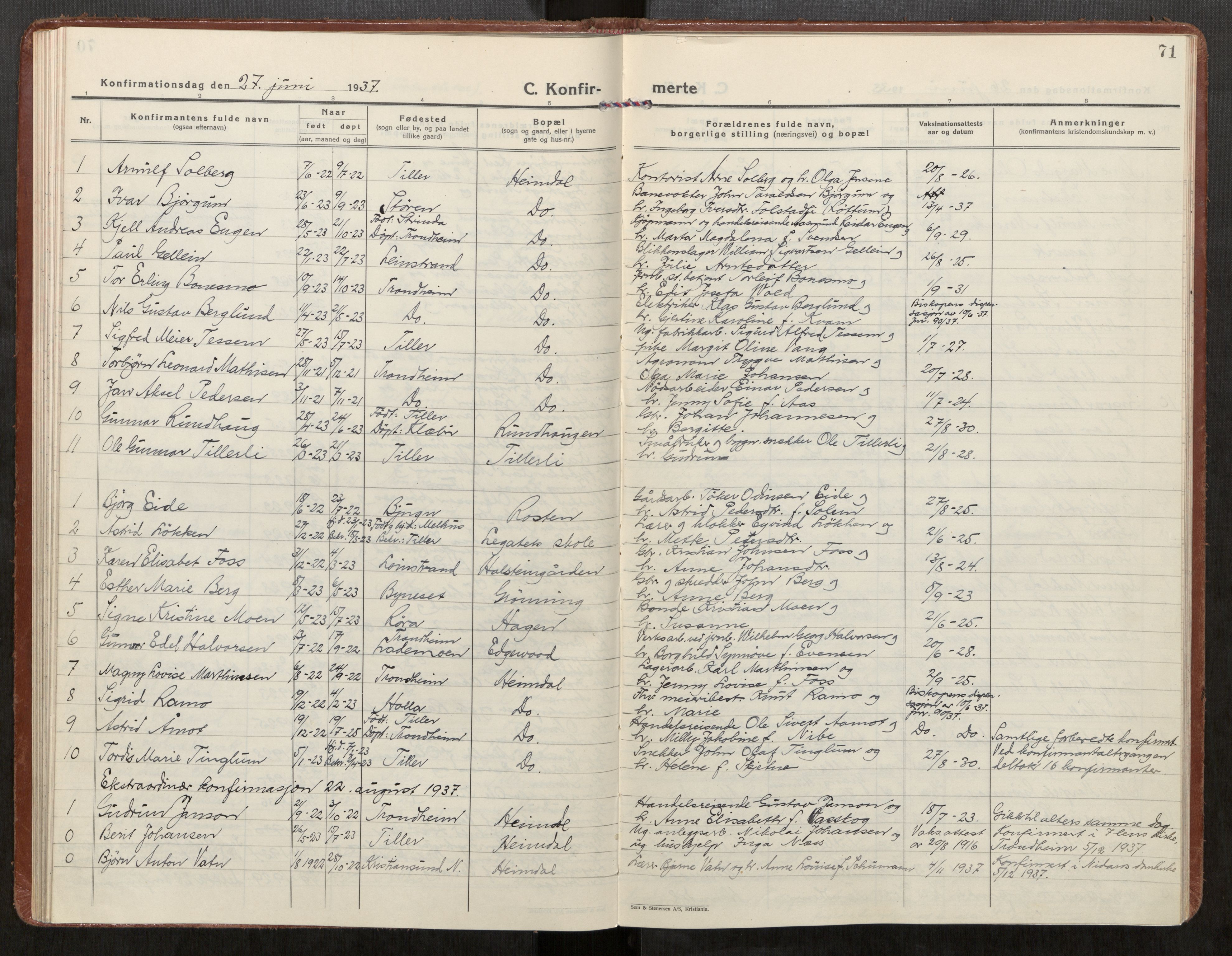 Klæbu sokneprestkontor, SAT/A-1112: Parish register (official) no. 4, 1925-1943, p. 71