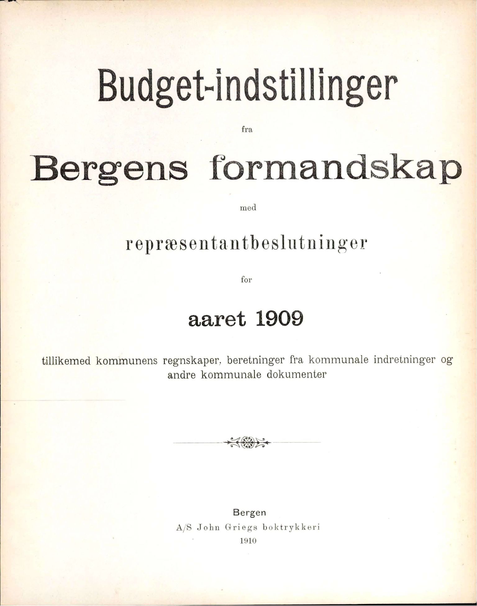 Bergen kommune. Formannskapet, BBA/A-0003/Ad/L0081: Bergens Kommuneforhandlinger, bind II, 1909